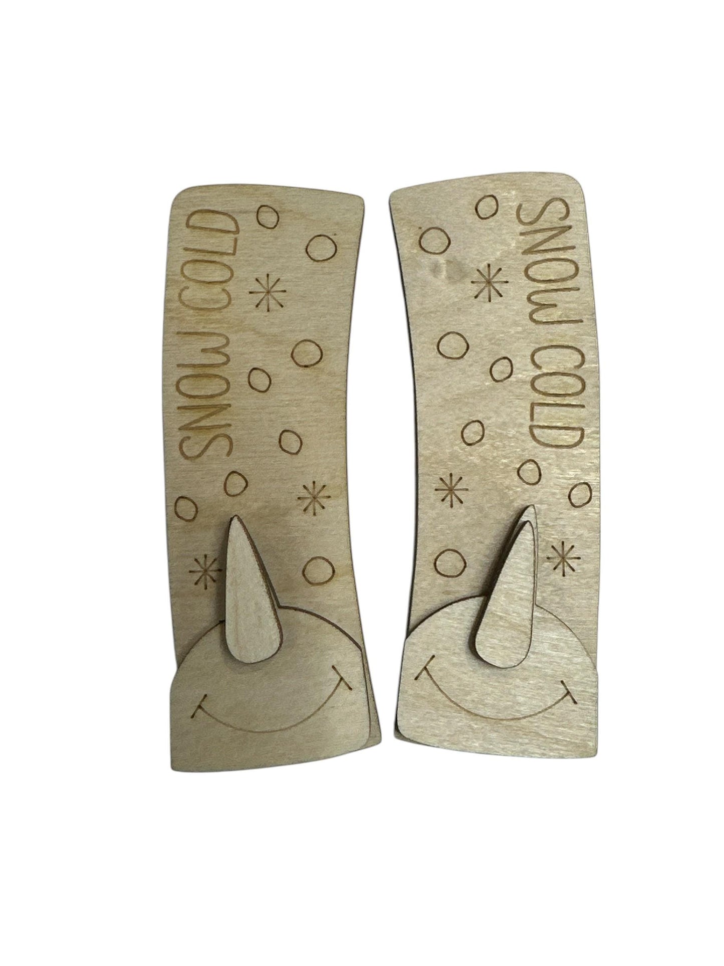 DIY Wood Snowman Hair Clip Pieces: Laser Cut Birch Blanks