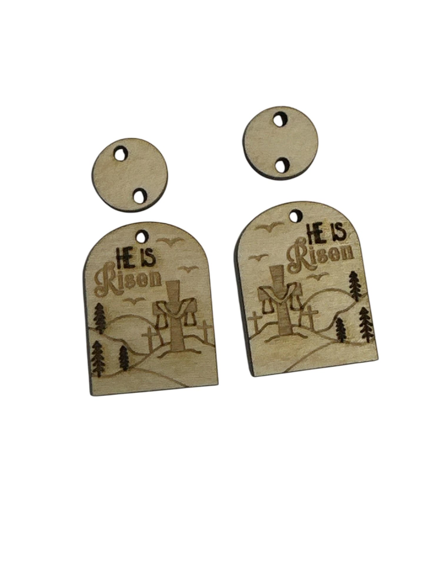 Engraved 'He is Risen' Wood Earrings: DIY Craft Blanks