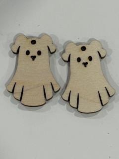 Dog and Cat Ghost Earrings DIY, DIY Unfinished Birch Wood, Craft Jewelry, Halloween Earrings, Ghost Pet Ghost, Spooky Earring Unfinished