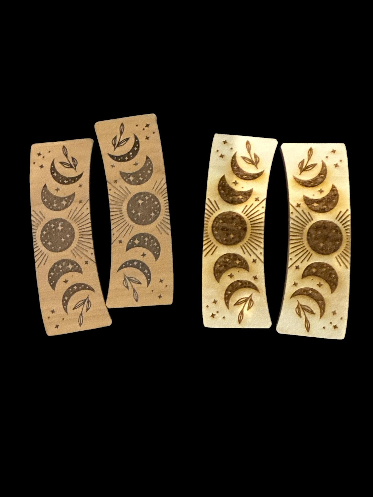 DIY Moon Phases Clip Laser Blank Hair Clip Pieces, Moon Shapes Wooden Blank Clip, Wood is Ready to Paint, Laser Cut , Claw Clip. 2" and 4"