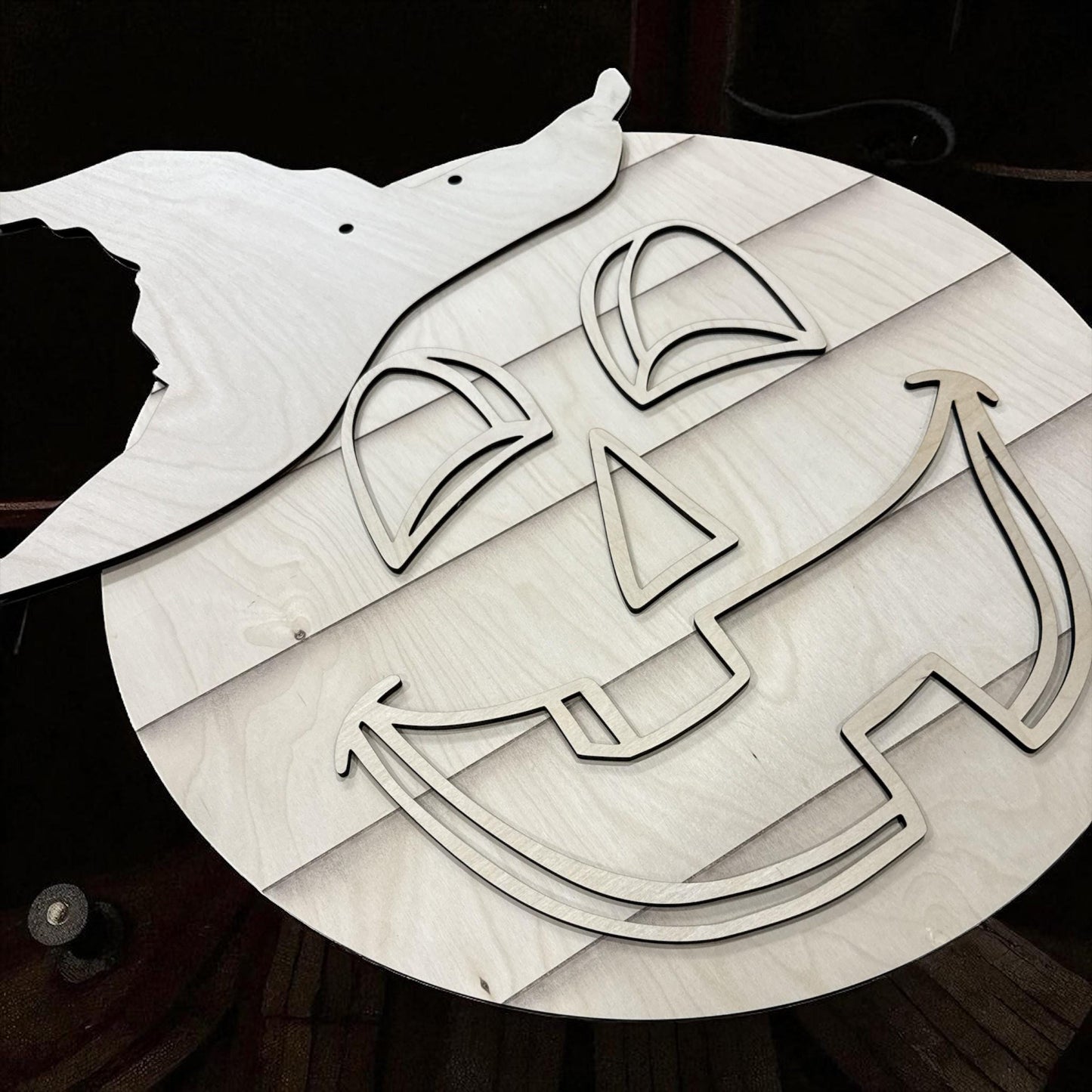 Unfinished Wood Pumpkin Jack-o'-Lantern Door Hanger: 18" DIY Craft