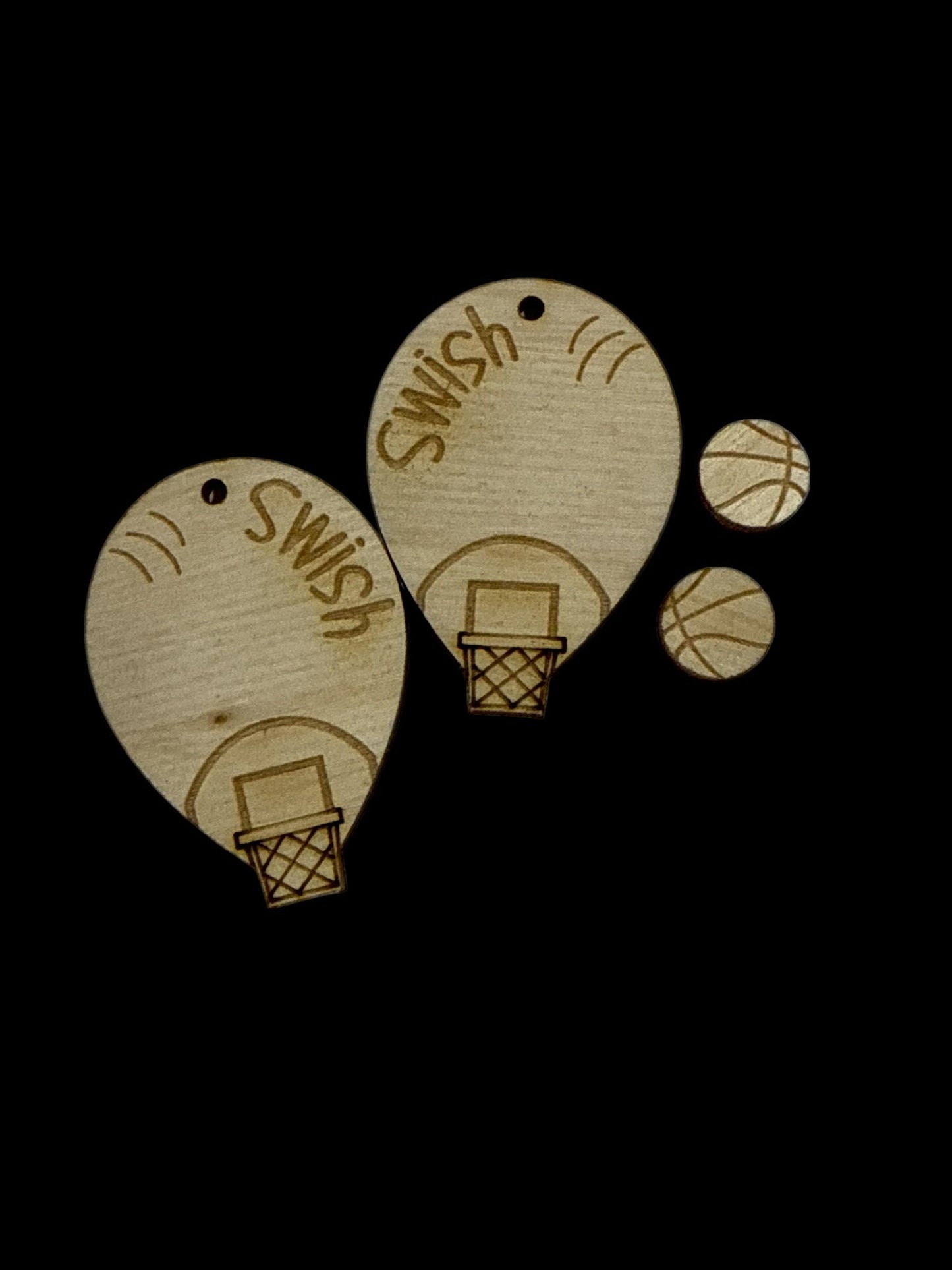 DIY Sports Earrings: Unfinished Wood Basketball, Basketball Earrings unfinished, DIY Basketball Earrings, Swish Earrings