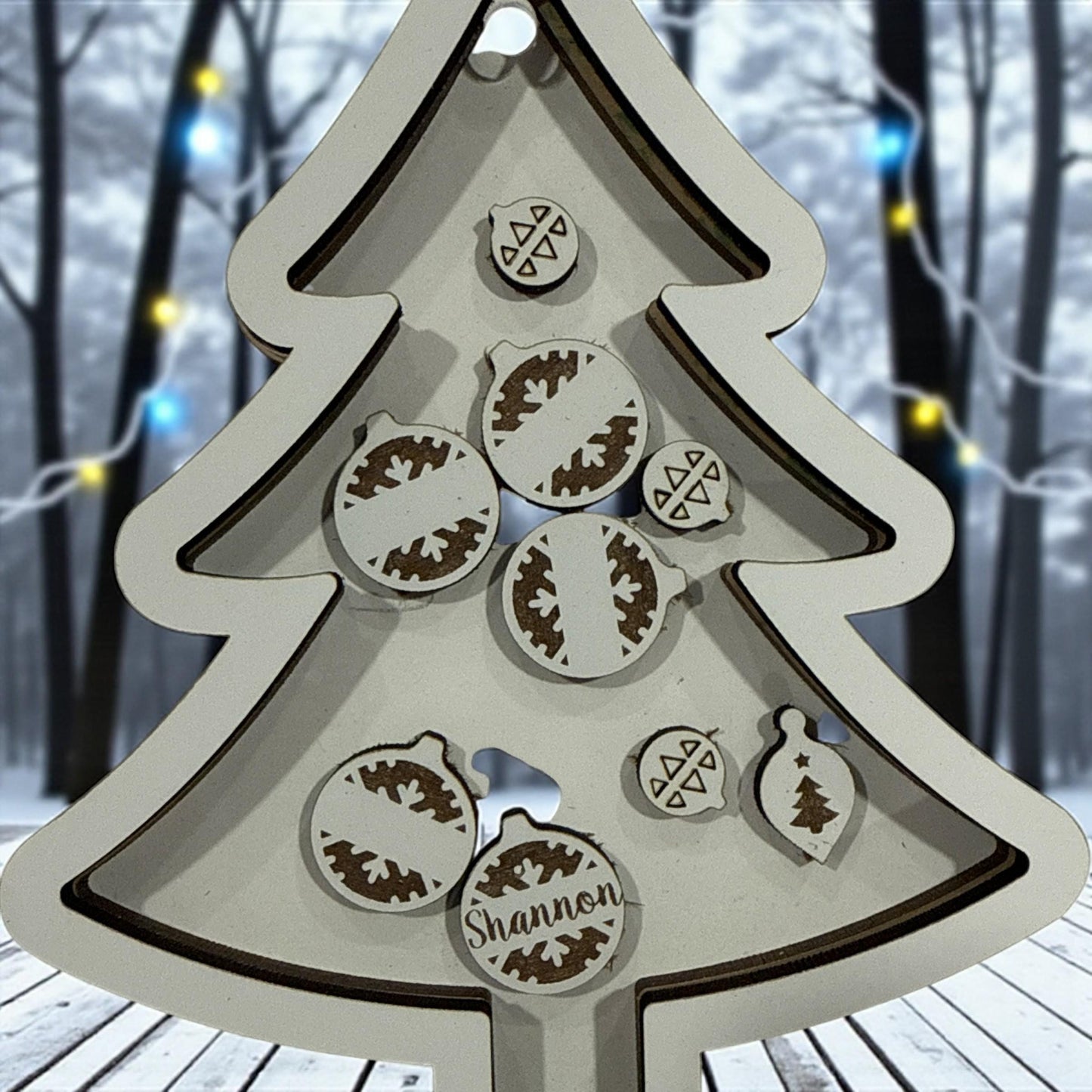 DIY Tree Shaker Ornament: Unfinished Acrylic & Wood, Customize, Layered Ornament, Acrylic Ornament, Snowflake Family, Christmas, Whimsical