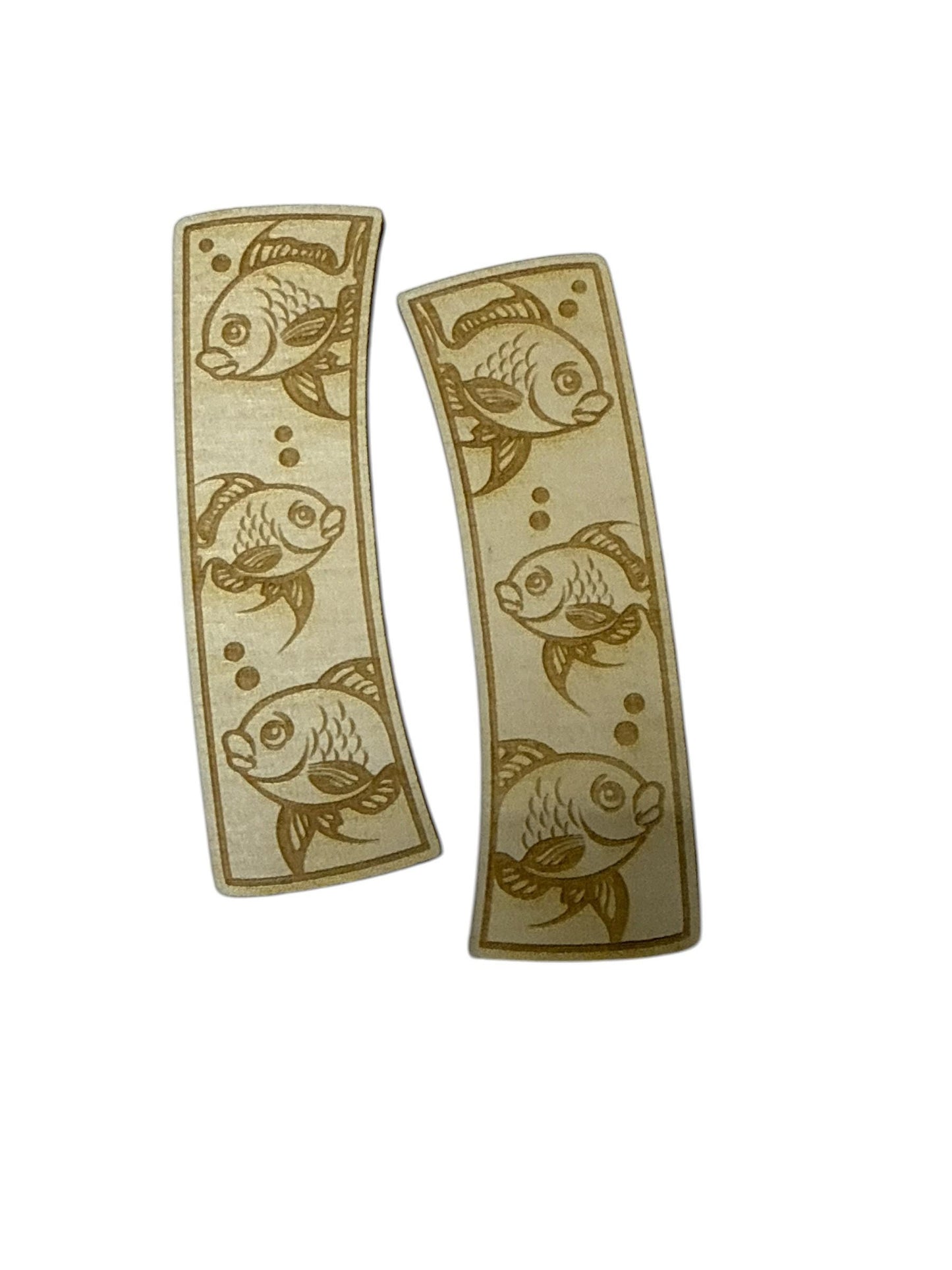 Fish DIY Wood Laser Blank Hair Clip Pieces, Wooden Hair Clip, Wood is Ready to Paint, Cut Claw Clip, Unfinished, 2" and 4", Fish Claw Clip