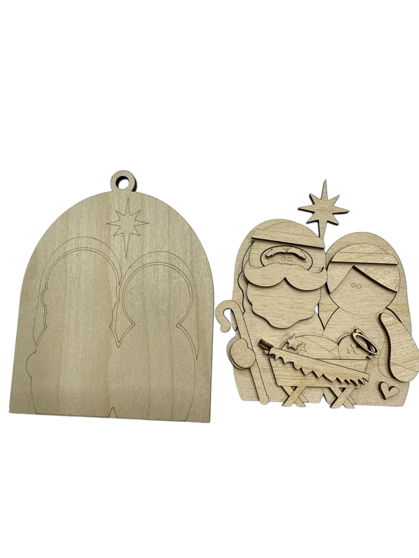 Christmas Nativity Arch Ornament, Nativity Ornament Oh Holy Night, DIY Unfinished, Unfinished Ornament Nativity, Wooden Laser Cut