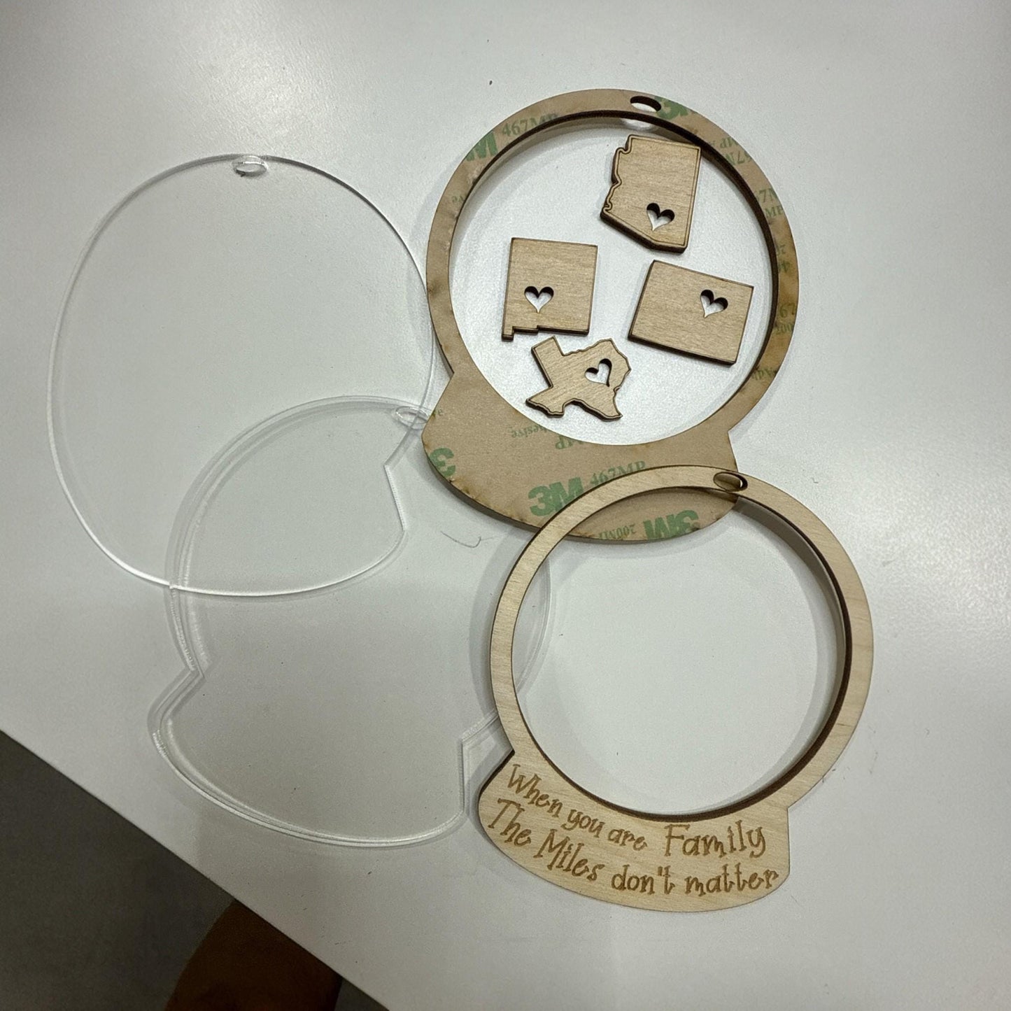 DIY Family States Shaker Ornament: Unfinished Acrylic & Wood, Customize, Layered Ornament, Acrylic Ornament, The Love Between Family