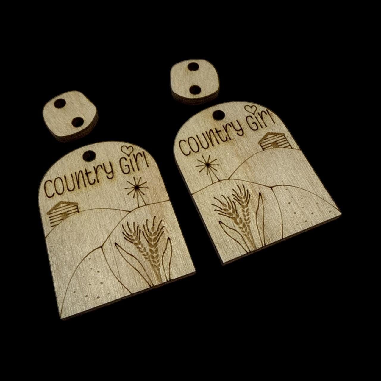 DIY Country Girl Earrings, Unfinished Country Girl Earrings, Earrings unfinished, DIY Country Earrings, Country Barn Earrings