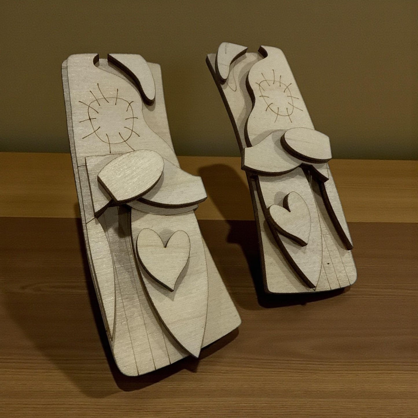 Heart Gnome DIY Wood Laser Blank Hair Clip: Ready to Paint, Clip2" and 4"