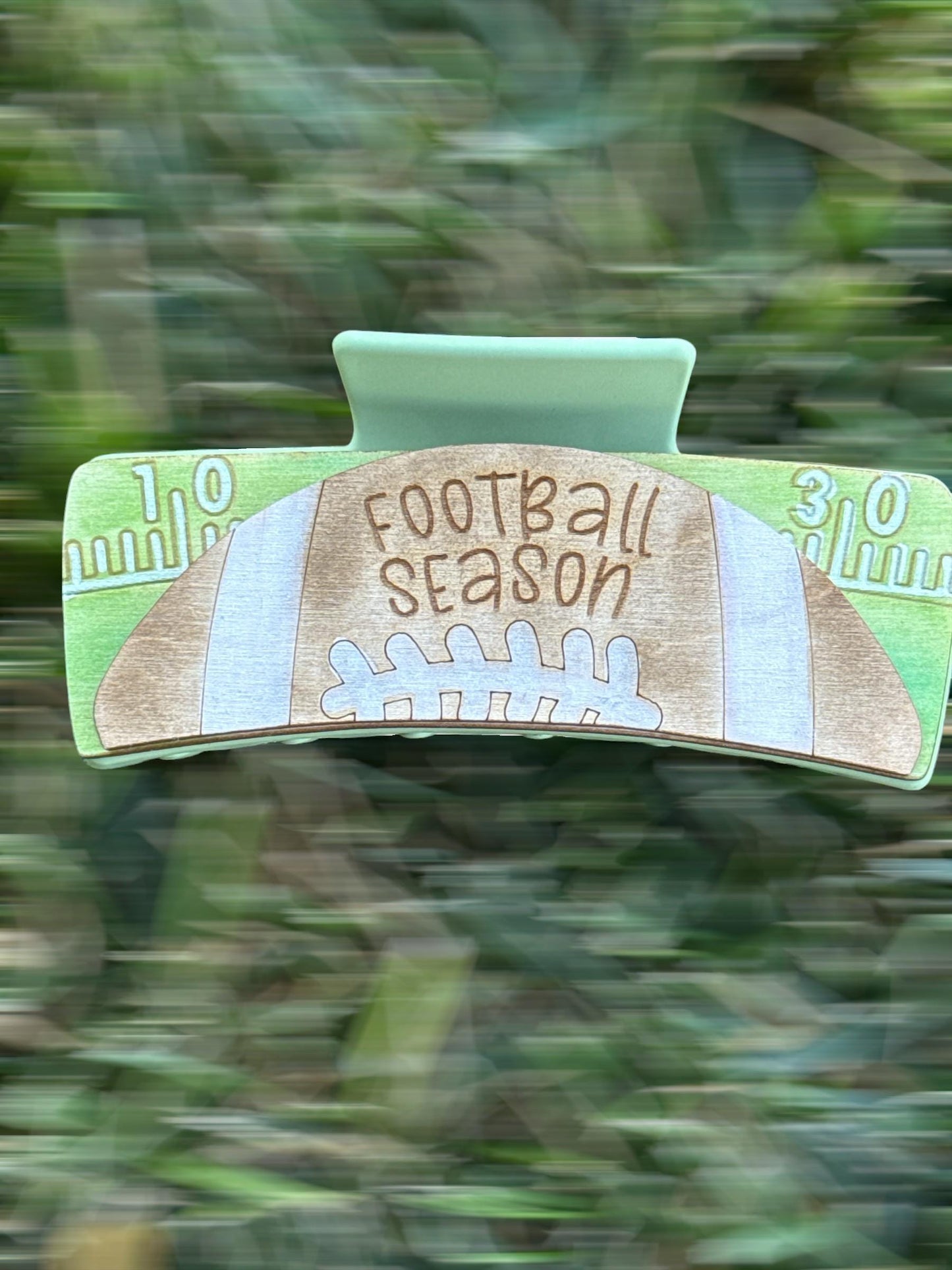 Football Season Hair Clip: Hand-Painted Claw Clip, Wooden