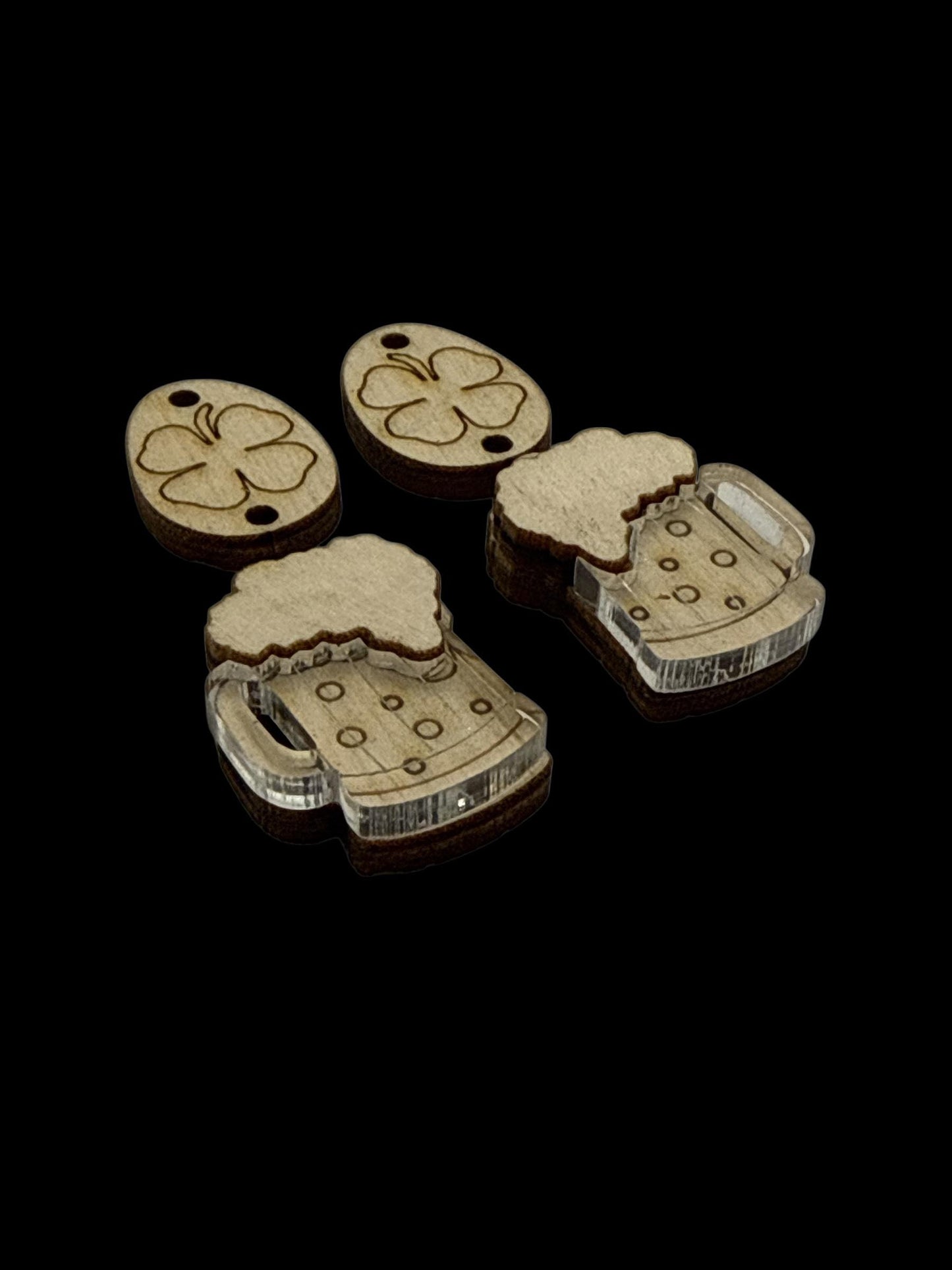 DIY St Patrick's Earrings, Beer Mug Unfinished, Acrylic Mug, Green Beer, St Patricks Day fun Earrings, 3D Earrings