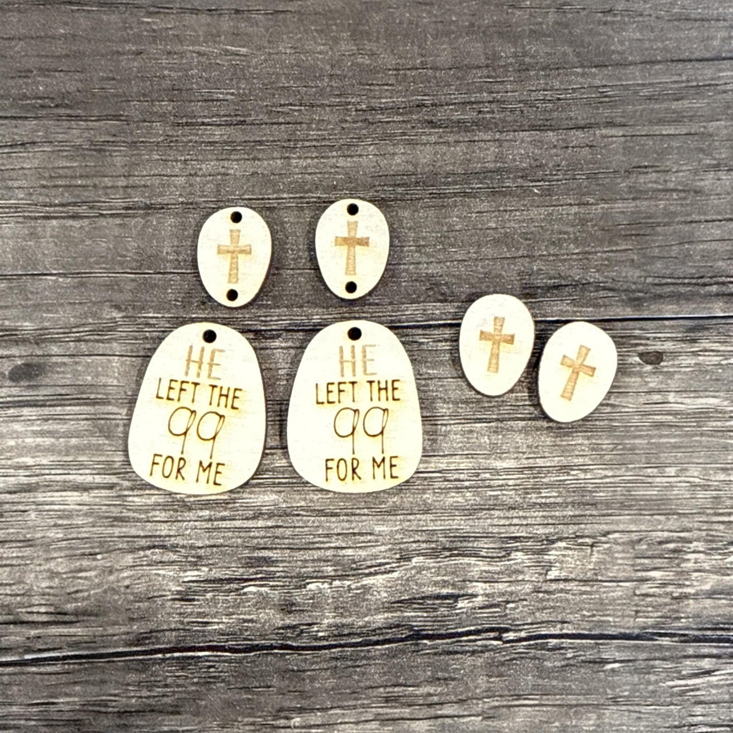 DIY He left 99 for me Earrings, Religious Unfinished, Cross Earrings, Post and Dangles