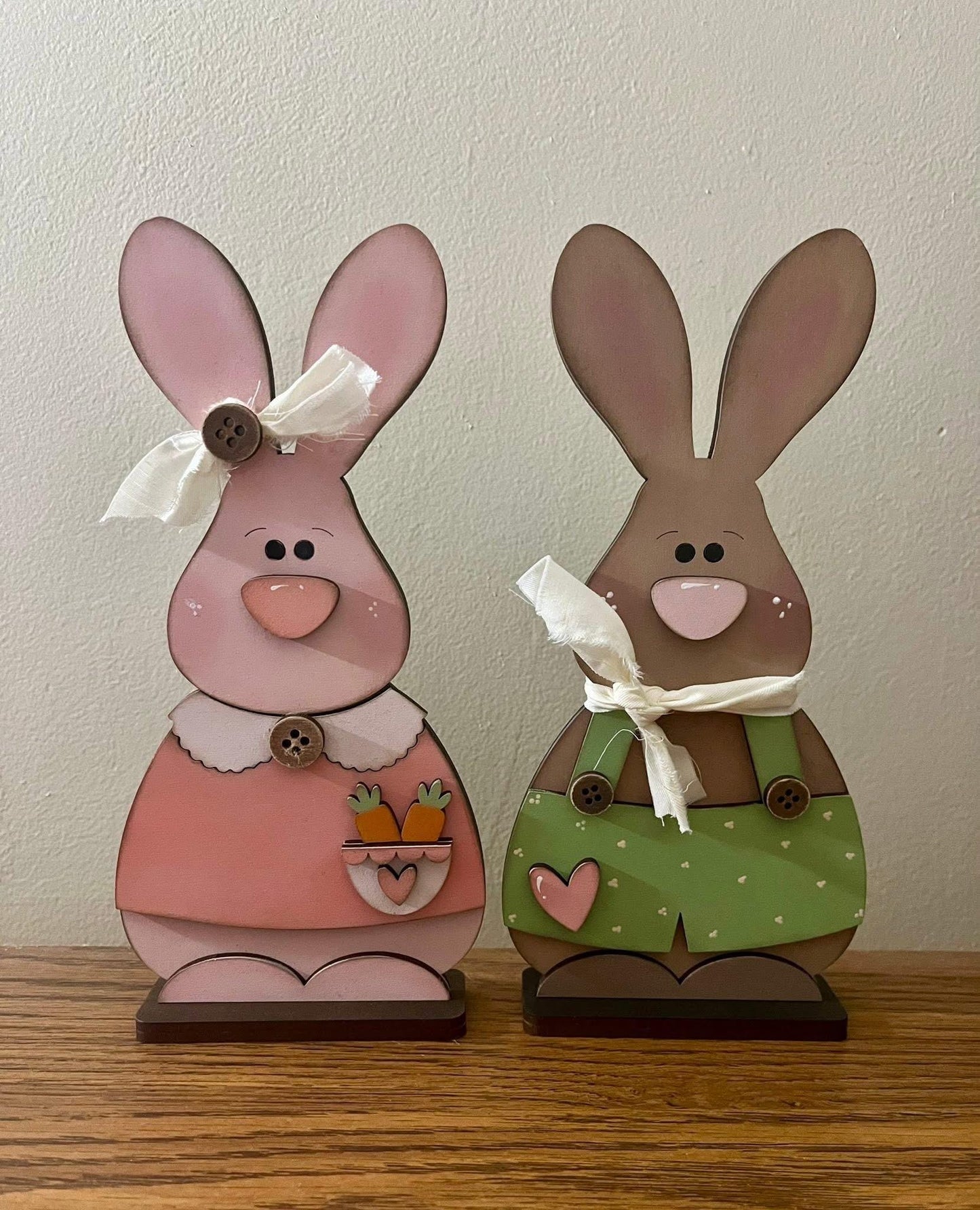 DIY Bunny Couple Shelf Sitter, Easter Primitive, Shelf Sitter, Unfinished, Spring Bunnies