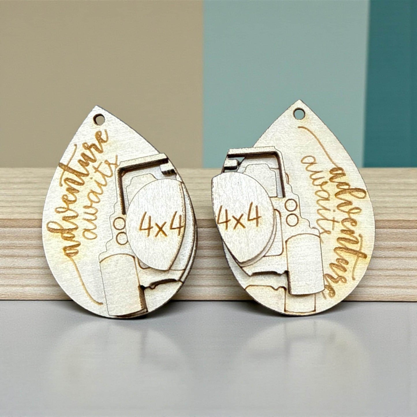 DIY Offroading Earrings: Unfinished Birch Wood, Engraved, Craft Jewelry, Offroad Earrings, Earrings, Adventure Begins