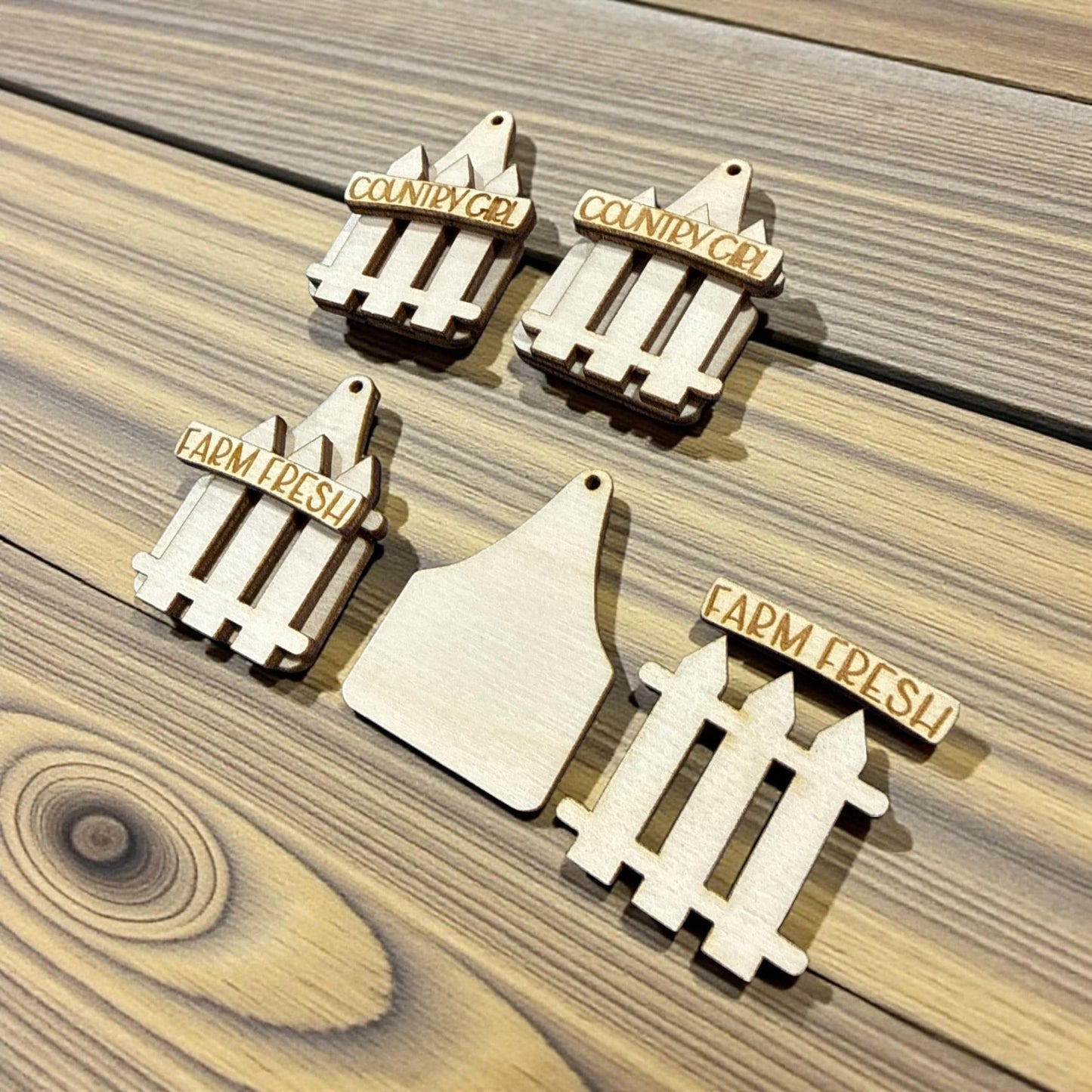 DIY Country Girl Earrings, Fence with Country Girl Unfinished, Country Earrings, 3D Earrings