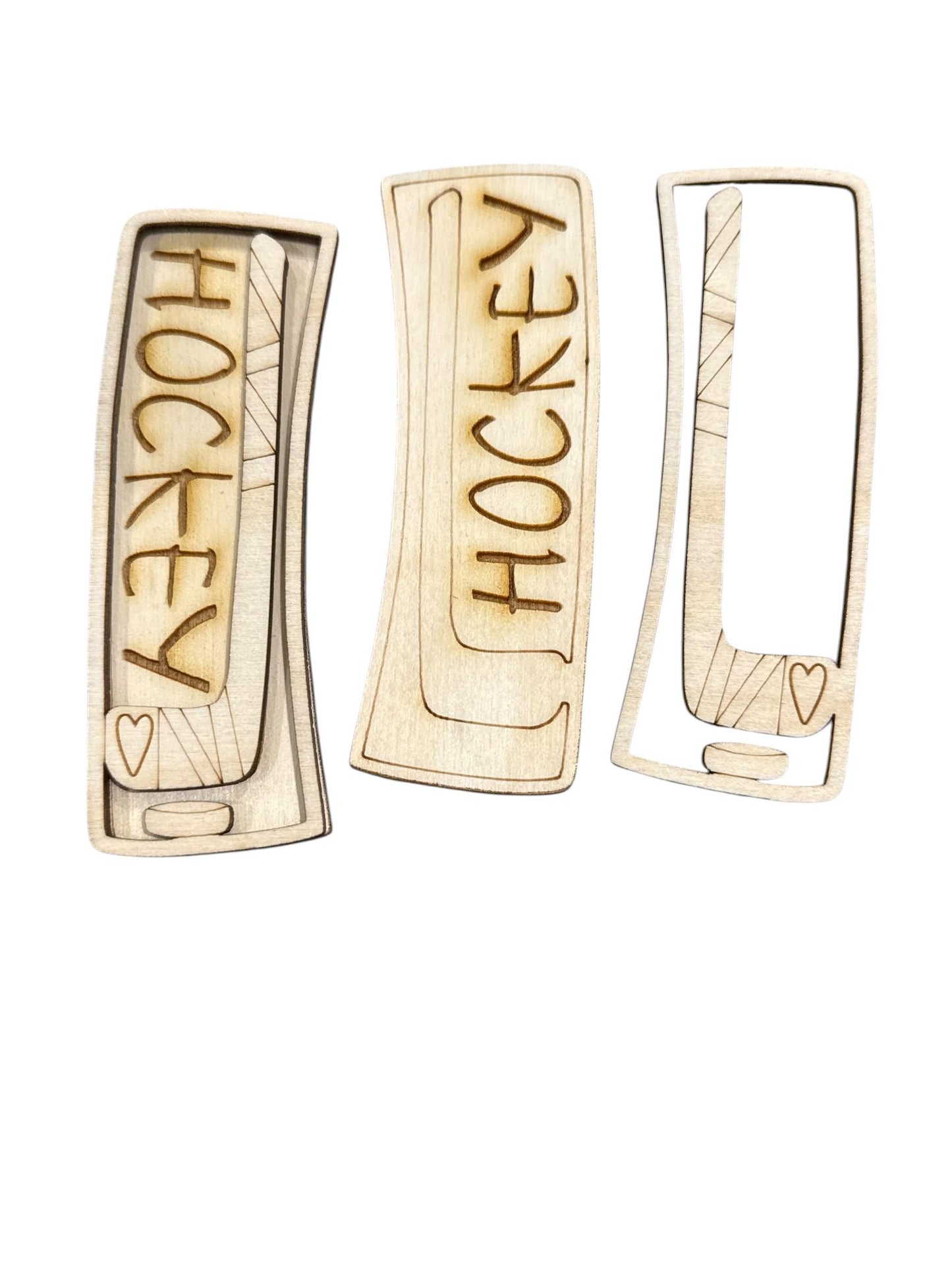 DIY Hockey Hair Clip Pieces: Laser Cut Birch Wood Blanks, Hockey Sports Claw Clip