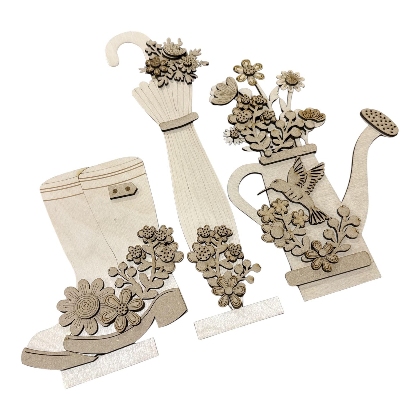 DIY Trio Rainboots and Flowers Interchangeable Inserts, Trio Stand, Holiday Display, Unfinished, Inserts Only, Spring, Flower Pot