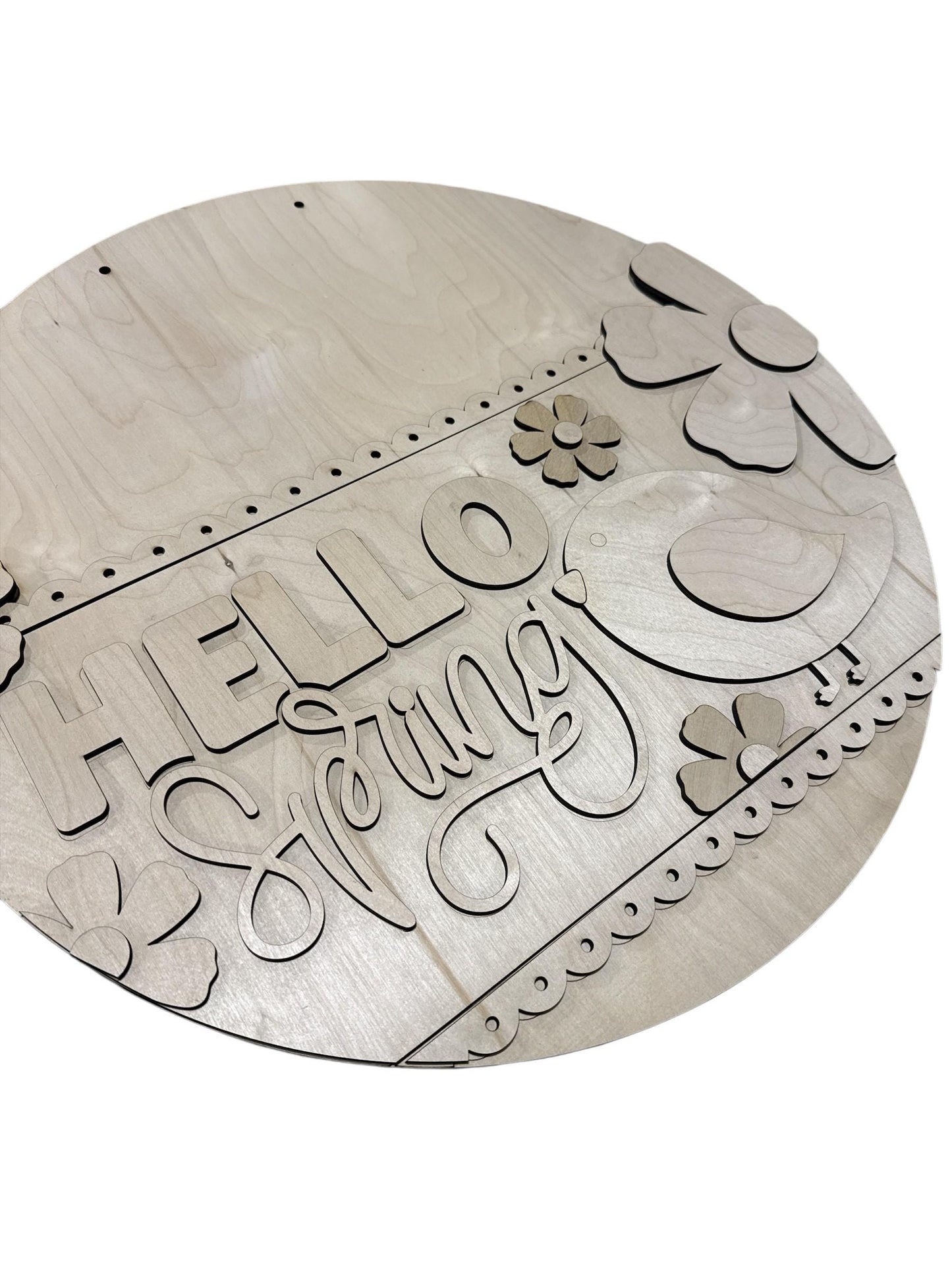 DIY Hello Spring Door Hanger: Unfinished Wood, Birdie Spring Door Hanger, Spring Door Hanger, Hello Spring with Bird and Flowers