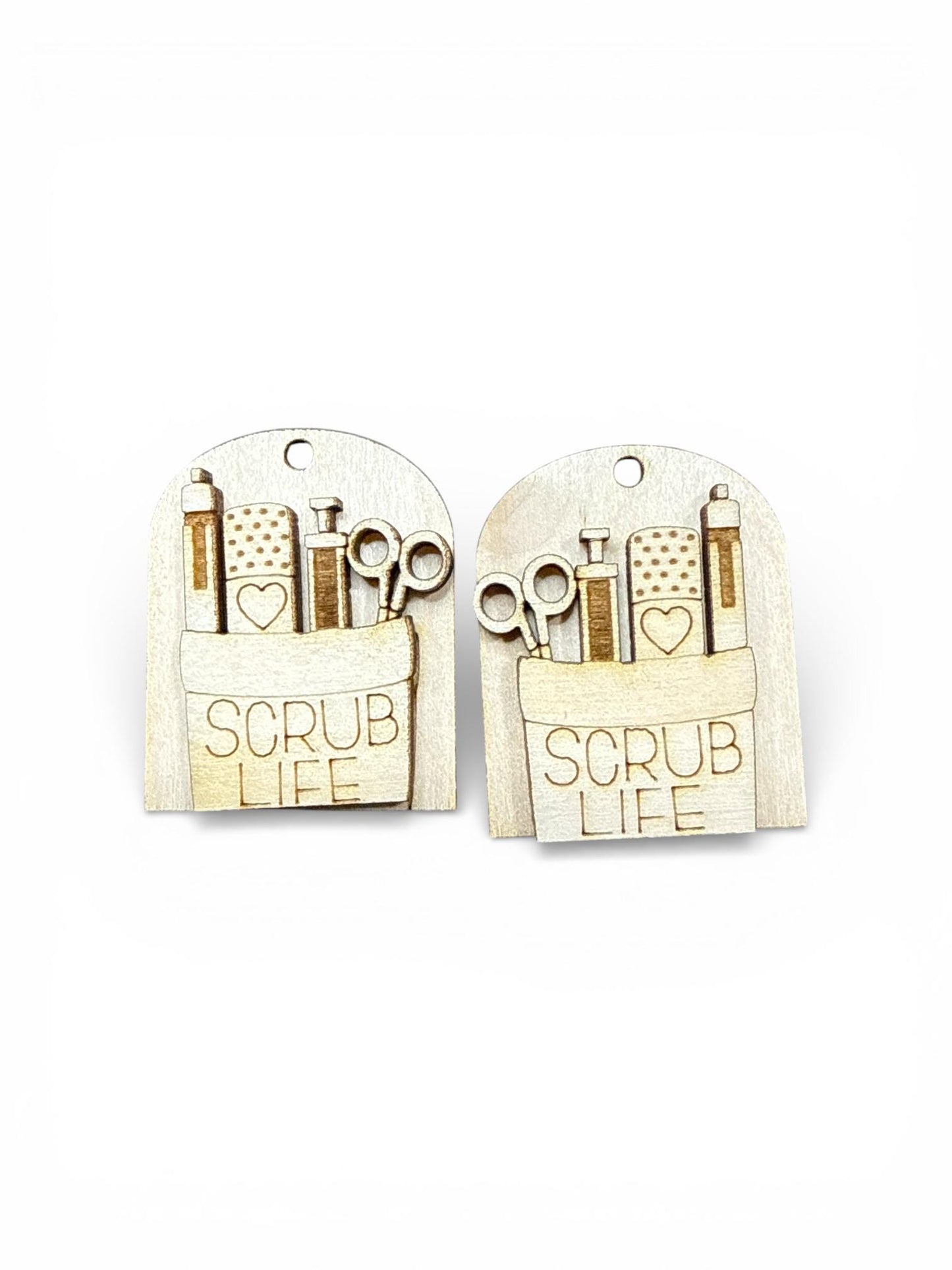 DIY Scrub Life Dangle Earrings: Unfinished Birch Wood, Engraved, Craft Jewelry, Scrub Earrings, Nurse Earrings, Medical Earring