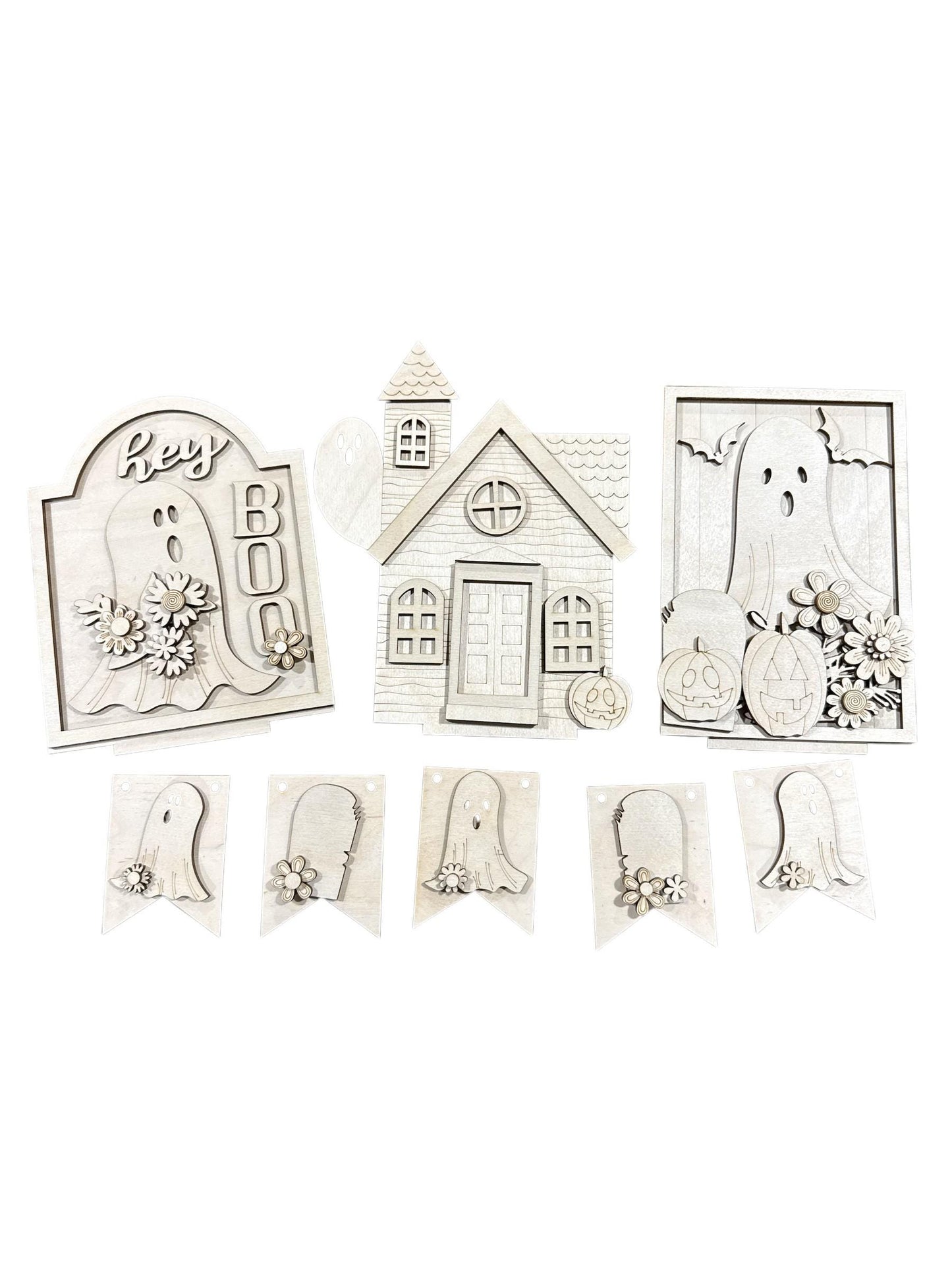 DIY Halloween Cut Bench Insert, Halloween Bench Sign, Halloween Ghost with Flowers, Holiday Interchangeable, Ghost with Flowers