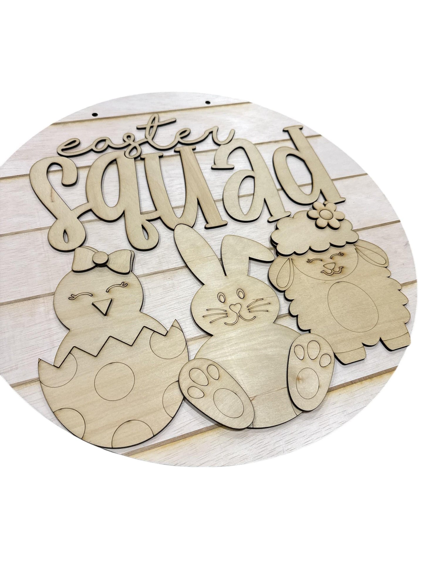 DIY Easter Squad Wooden Door Hanger: Bunny, Carrot, Spring Unfinished