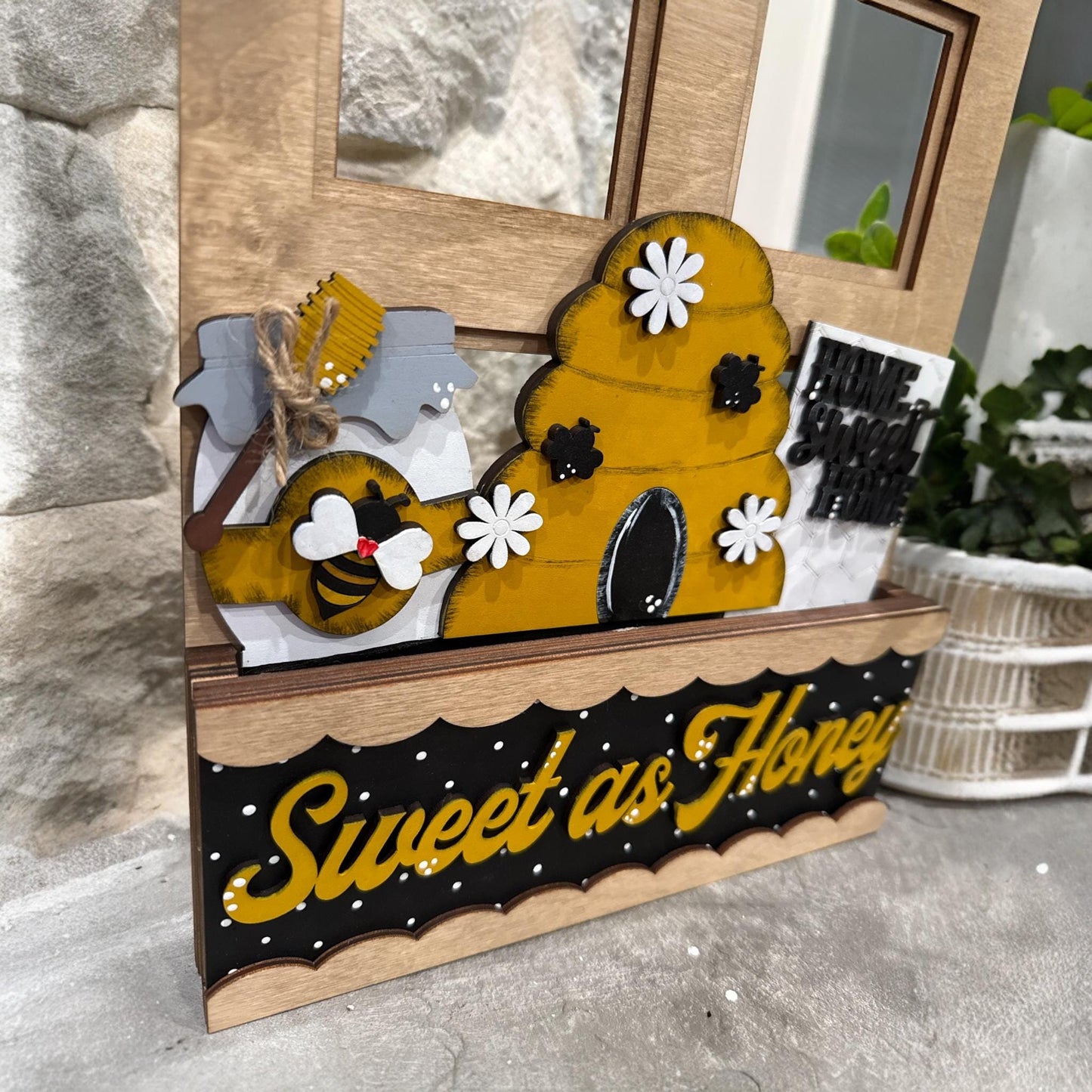 Honey Bee Window Insert: Interchangeable Summer Watermelon Insert, Window Insert Only, home sweet home