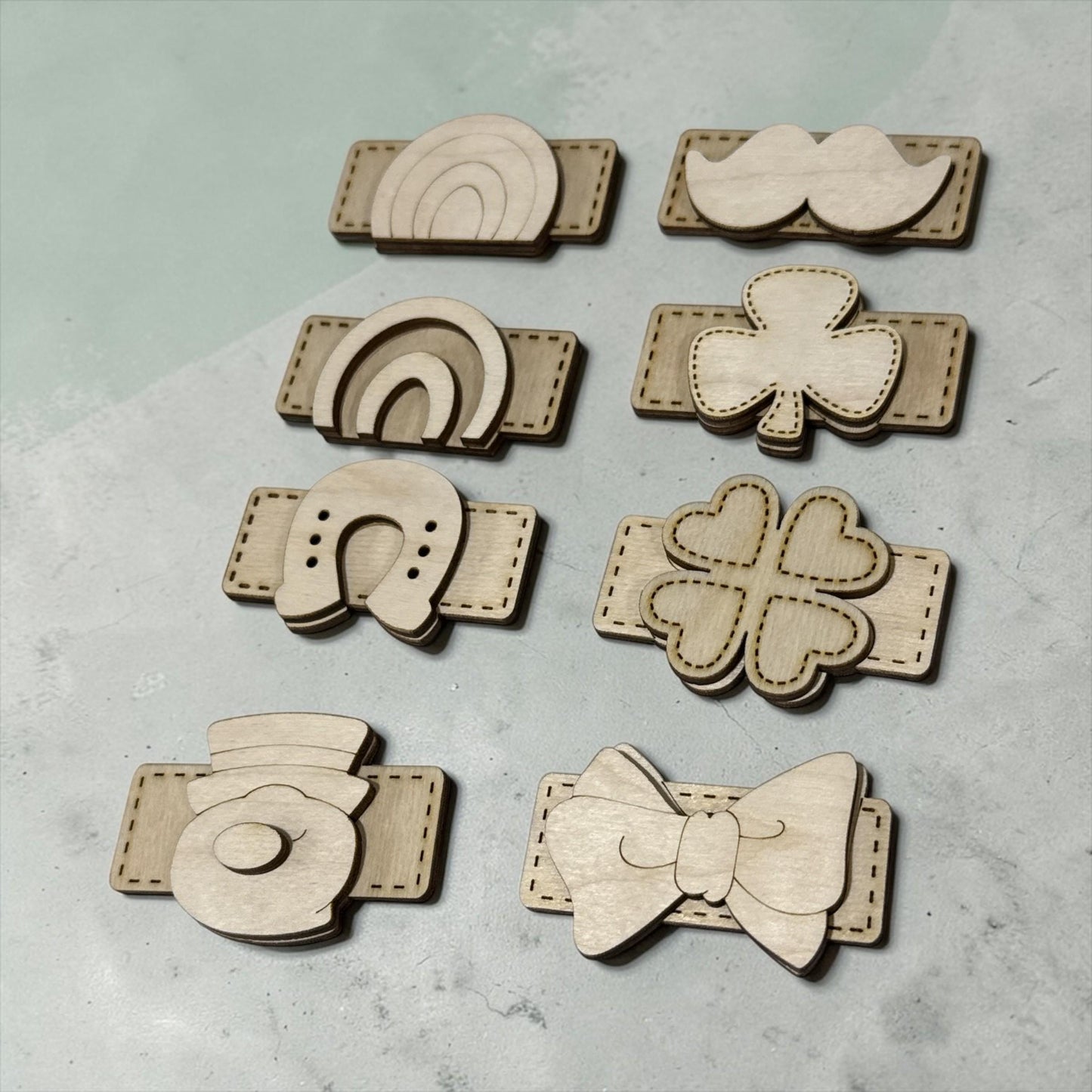 DIY St. Patrick's Kids Hair Blank Hair Clip Pieces, Wood is Ready to Paint, Toddler, Clover, St. Patrick's