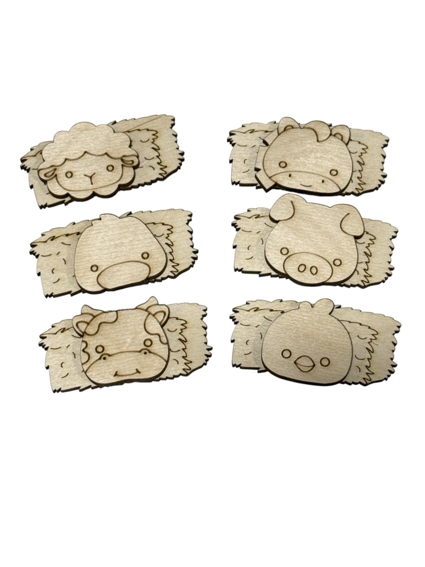 DIY Farm Animals Kids Hair Blank Hair Clip Pieces, Wood is Ready to Paint, Toddler, Cow, Hay, Farm Animal, Pig