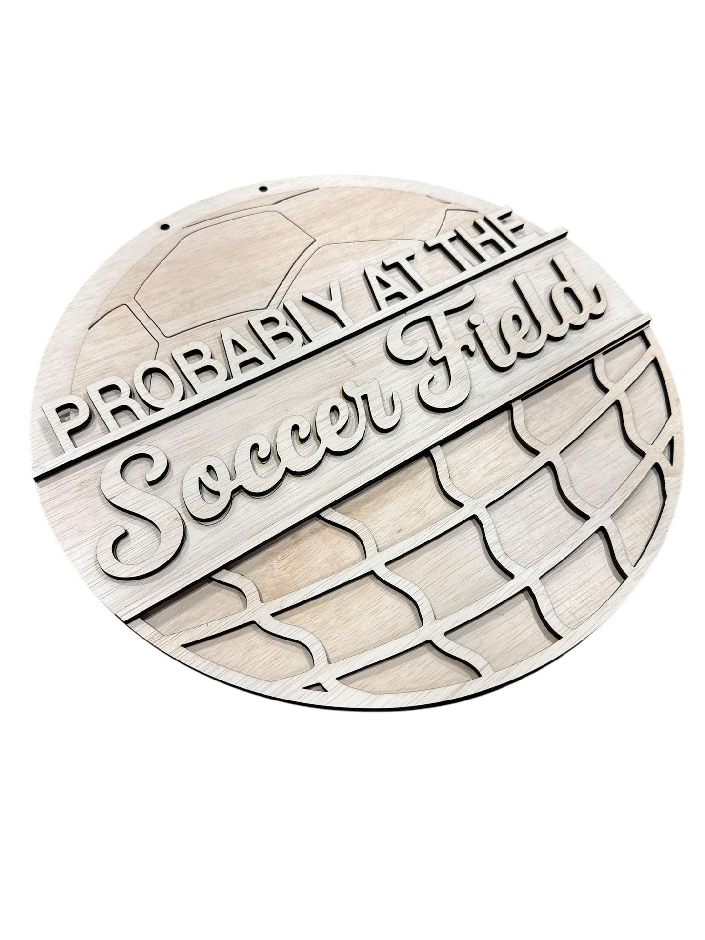 DIY Probably at the Soccer Field, Unfinished Wooden Door Hanger: Unfinished, Soccer, Soccer Door Hanger