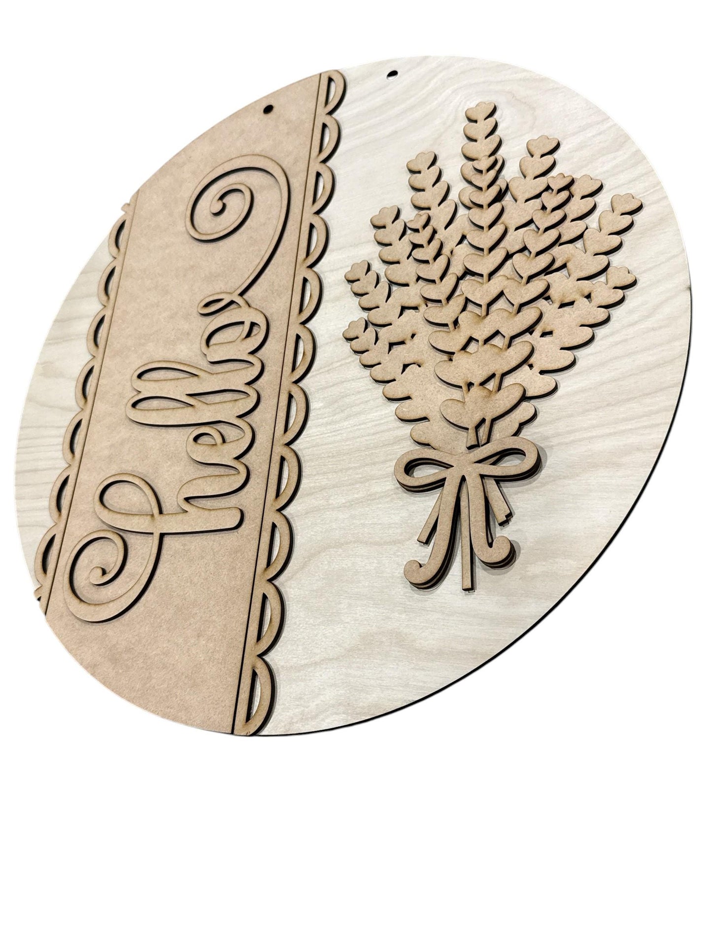 DIY Hello Lavender Door hanger, Unfinished Wooden Door Hanger: Unfinished, Lavender, Summer Spring Door Hanger, Paint Party