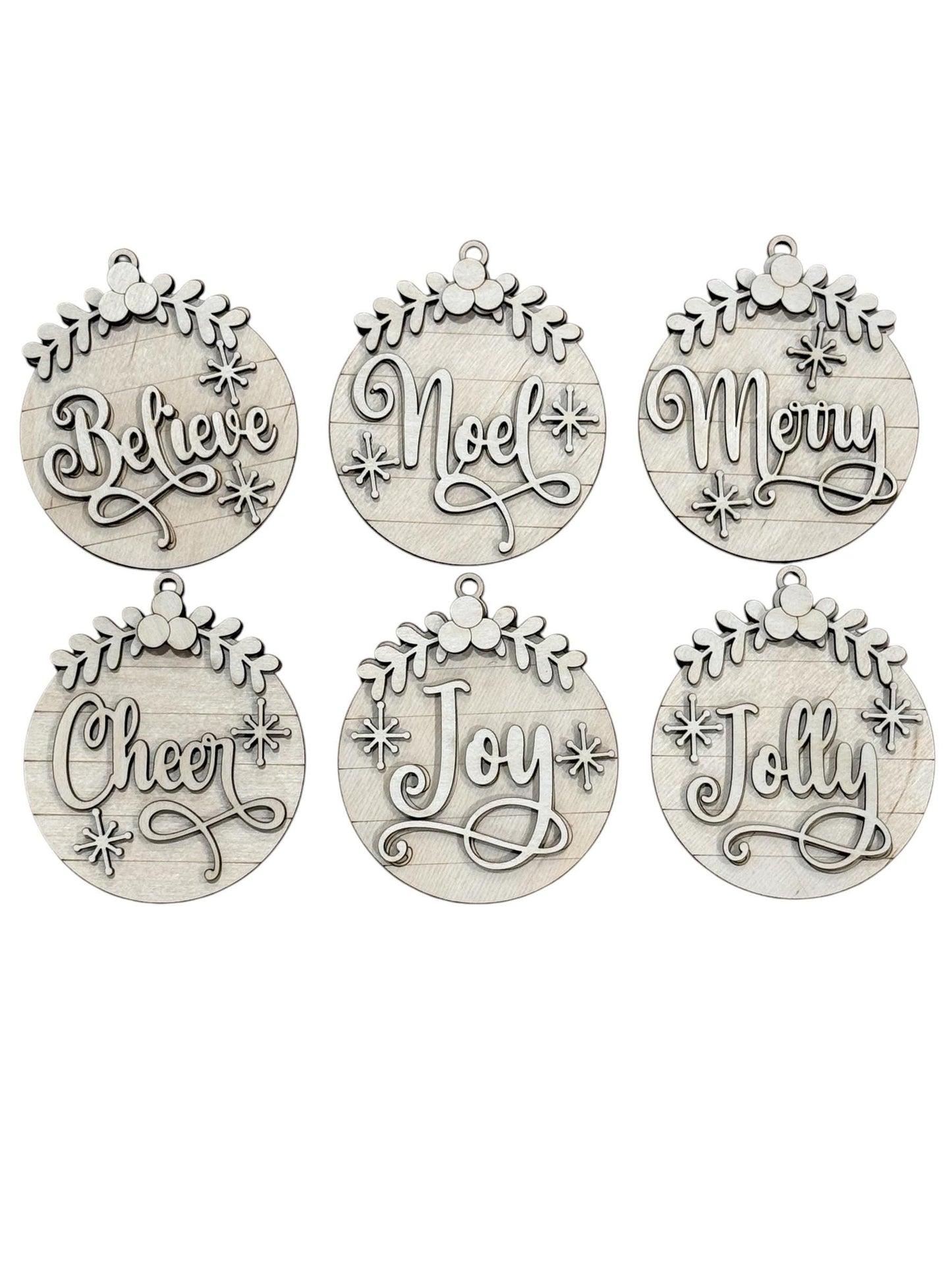 DIY Classic Christmas Ornaments, Unfinished Christmas, Joy, Noel, Believe