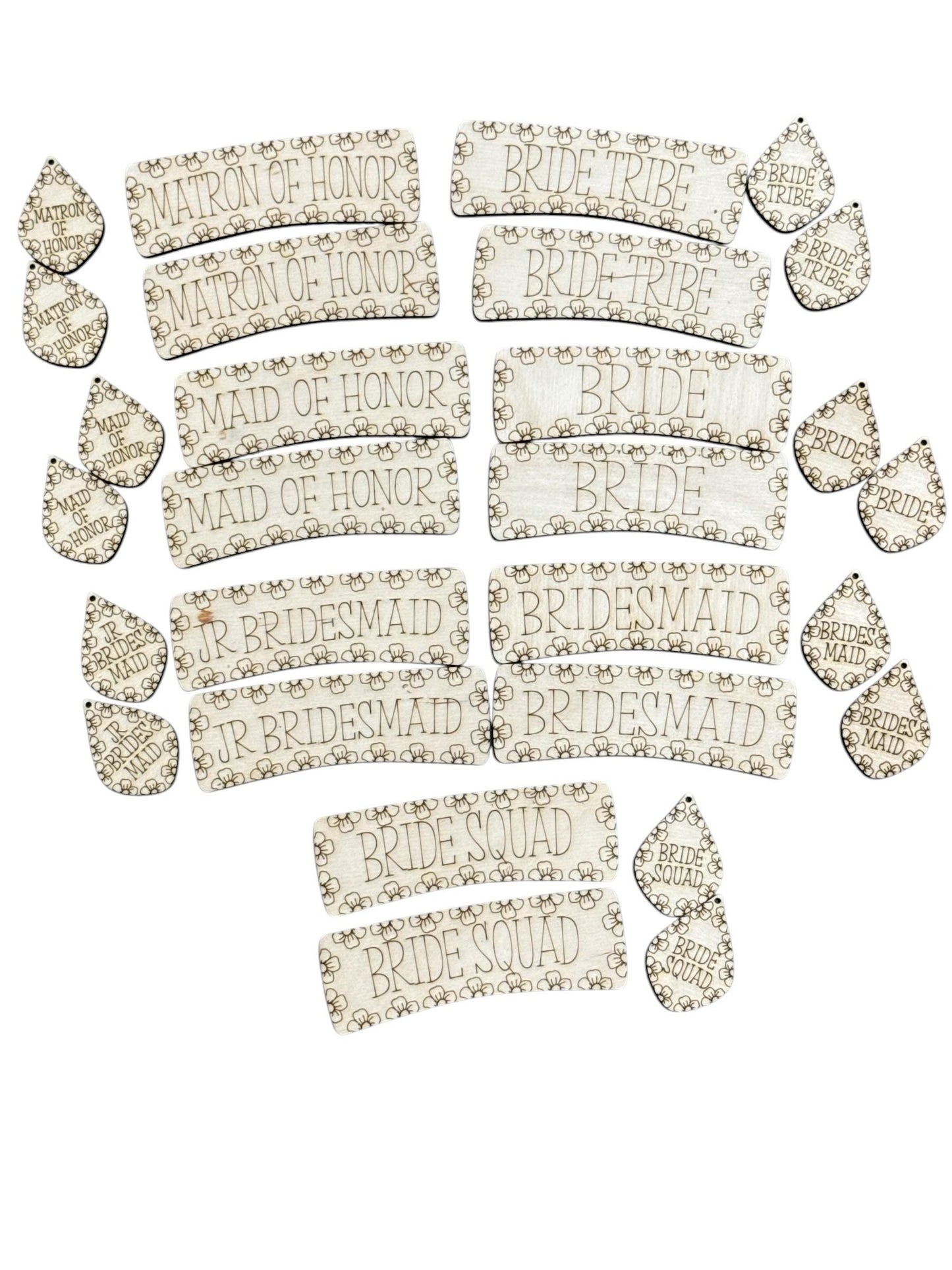 DIY Bridal Party Wood Laser Blank, 4" Hair Clip Pieces, Wooden Hair Clip, Wood is Ready to Paint, Bride Earrings
