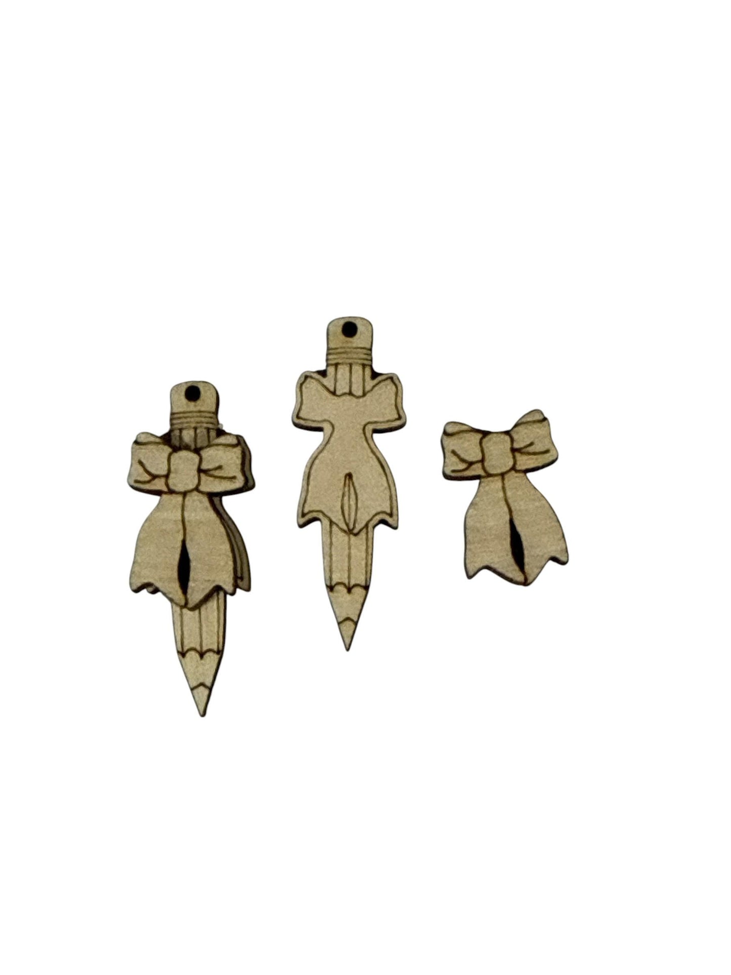 DIY Teacher Earrings: Unfinished Wood Pencil with Bow Earrings, unfinished, DIY Pencil