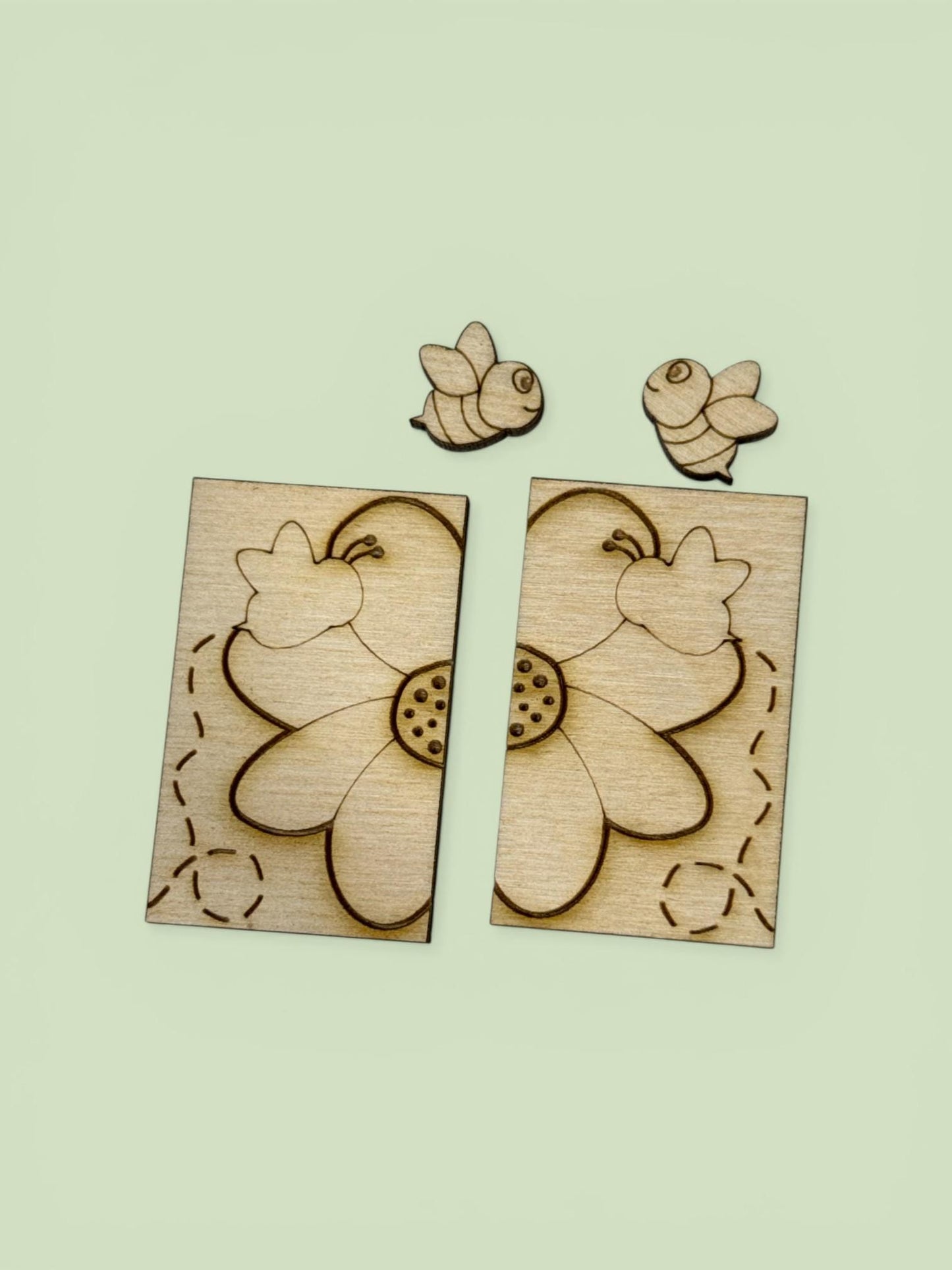 DIY Summer Bee with Flower Laser Blank Hair Clip 2", Unfinished Hair Clip, Wood is Ready to Paint, Laser Cut, Flower Claw Clip 2"