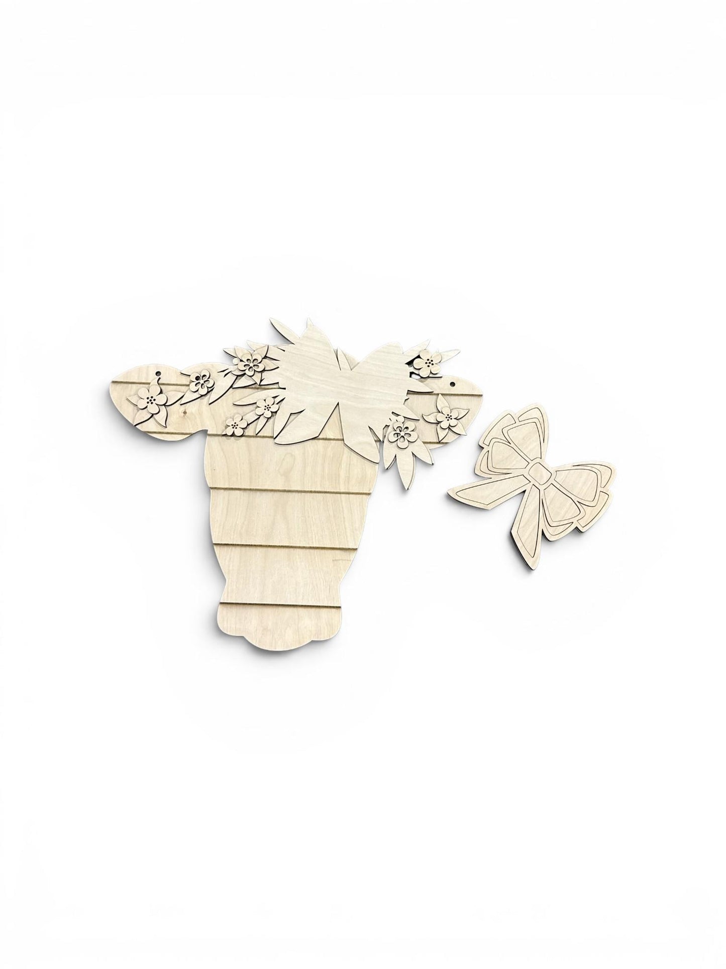 DIY Cow with Flowers, Door Hanger: Summer, Unfinished, Whimsical, Cow Door Hanger