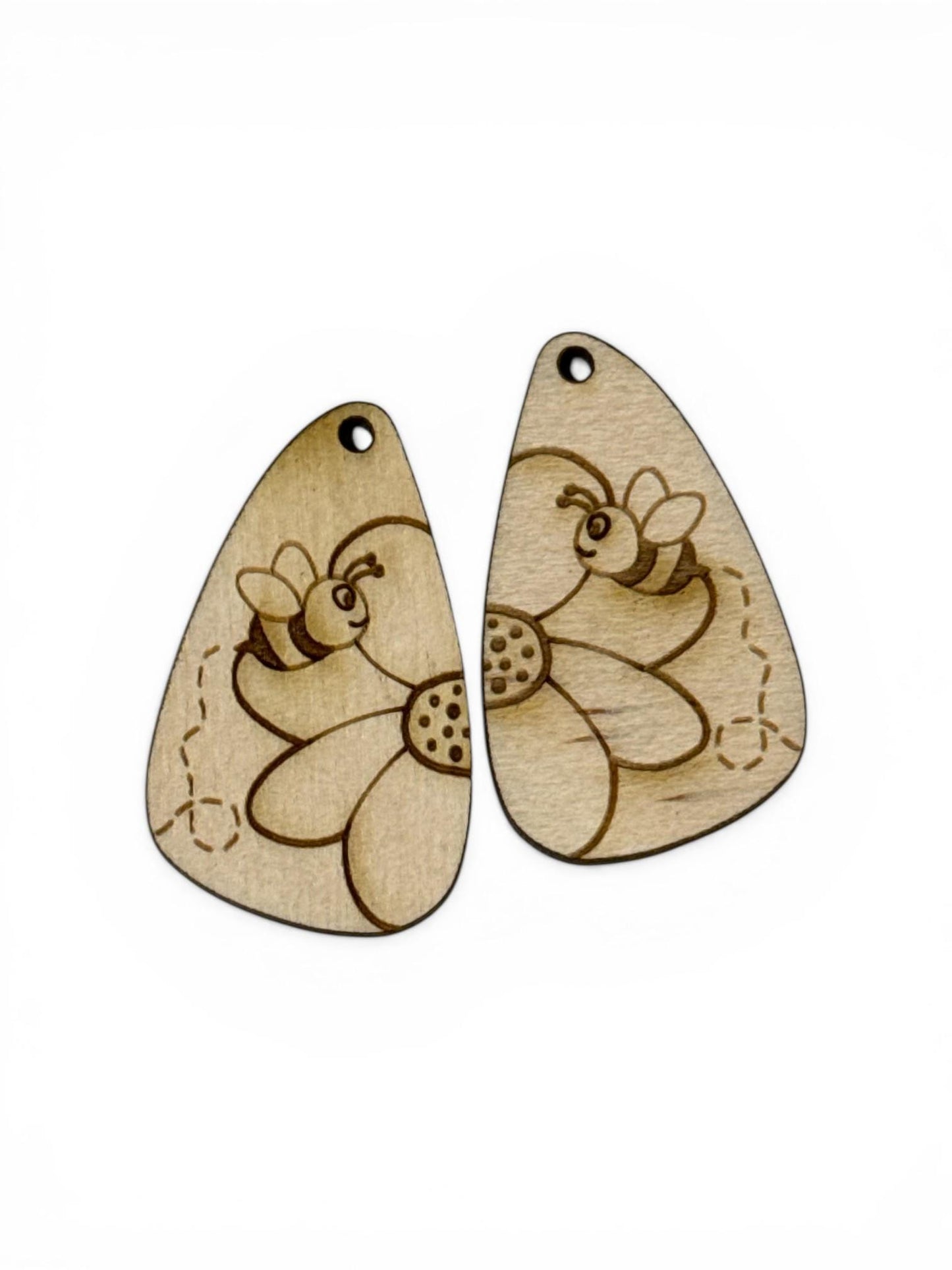 DIY Flower with Bee Earrings: Unfinished Wood Flower Earrings, Summer Flower