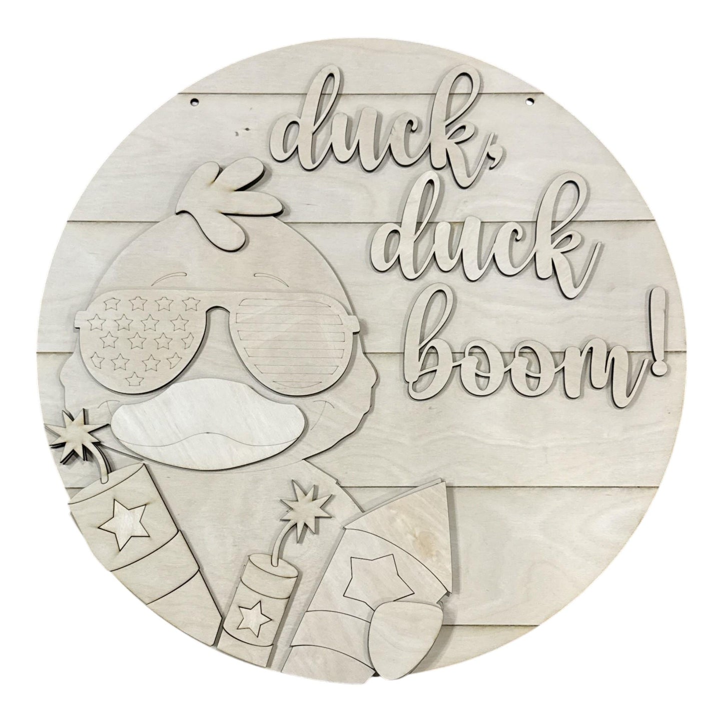 DIY Duck Duck Boom Door hanger, Unfinished Wooden Door Hanger: Unfinished, Duck 4th of July, Fireworks Door Hanger