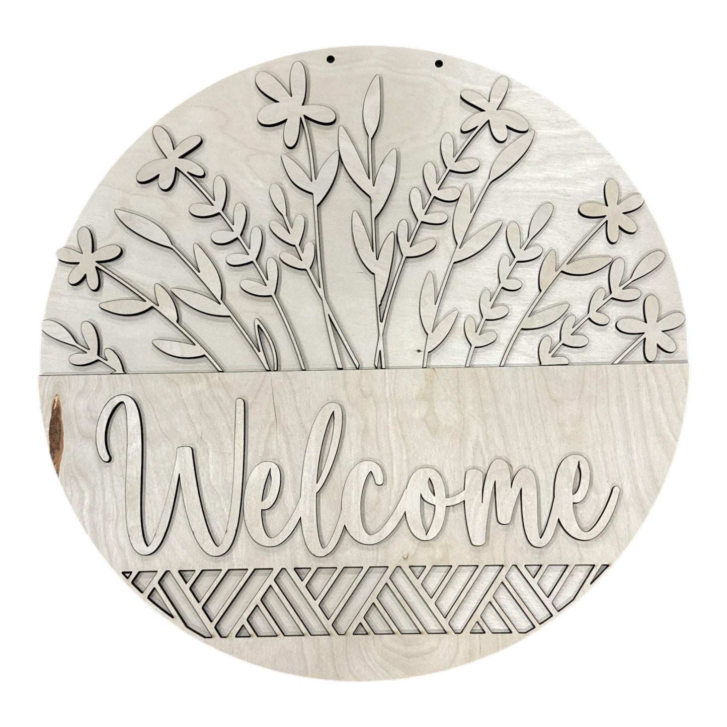 DIY #2 Welcome Daisies Door Hanger: Unfinished, Welcome Door Hanger, Daisy Door Hanger, 3D Door Hanger