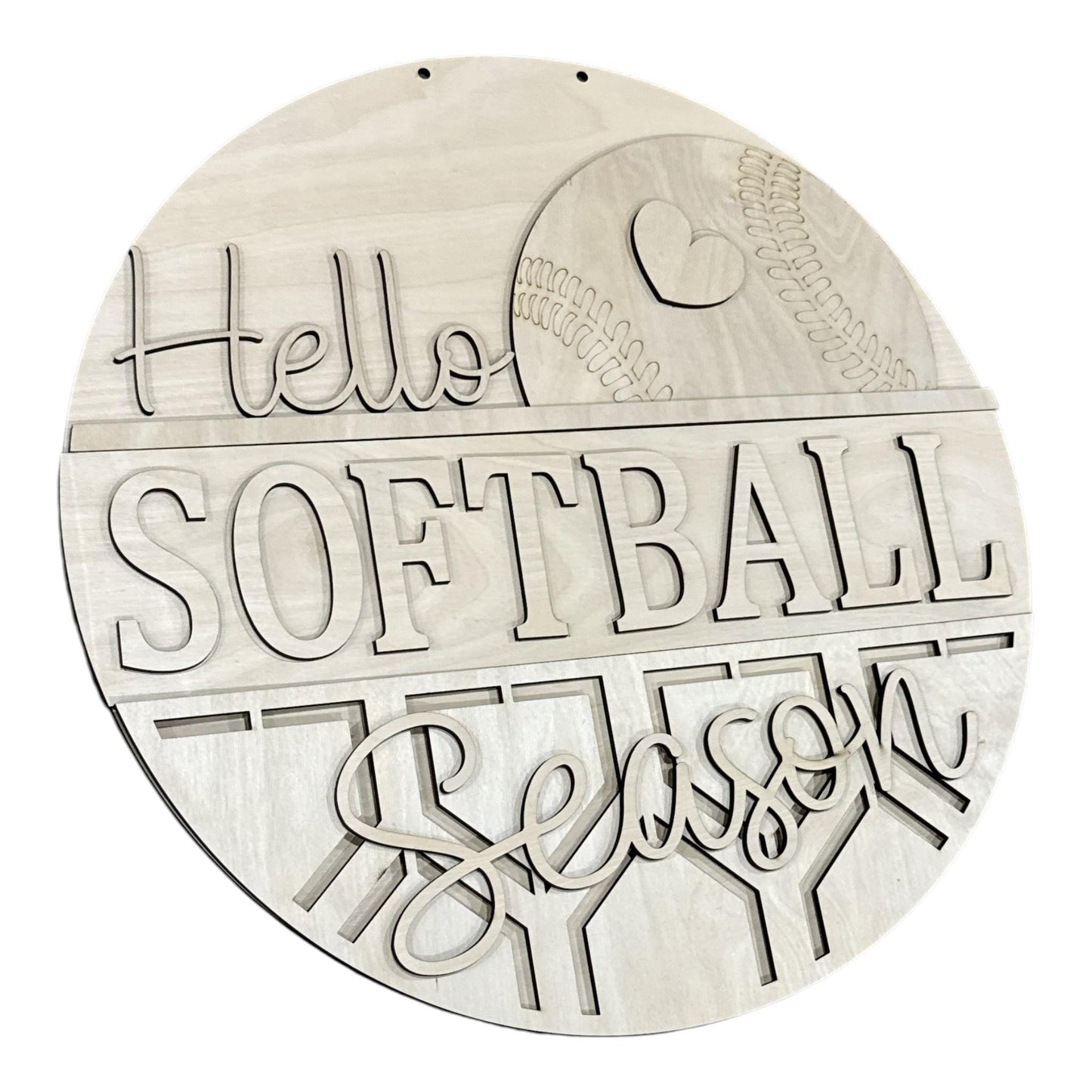 DIY Hello Softball Season Door hanger, Unfinished Wooden Door Hanger: Unfinished, Softball Season, Paint Party