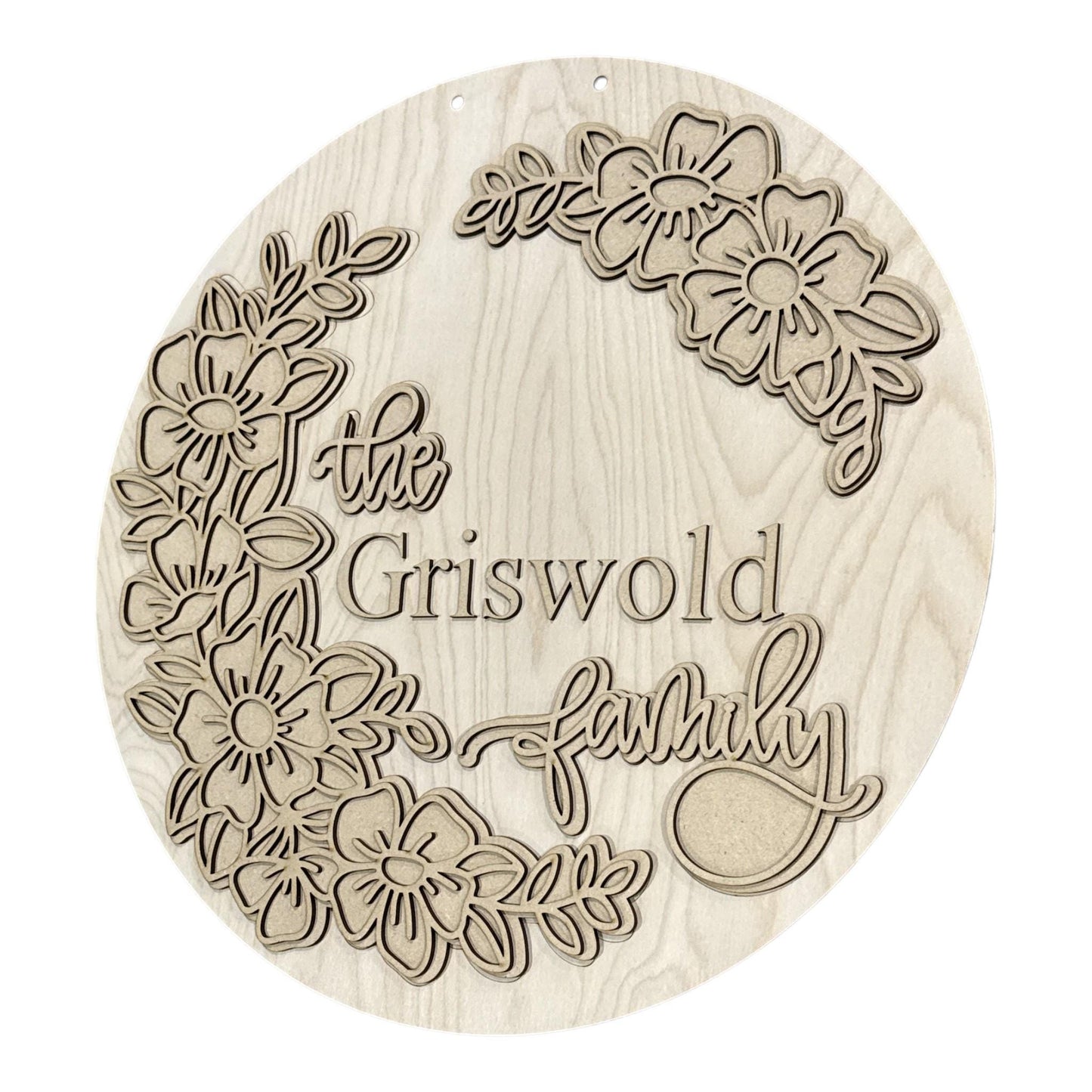 DIY Floral Name Personalized Door Hanger, 3d Door Hanger, Unfinished Door Hanger