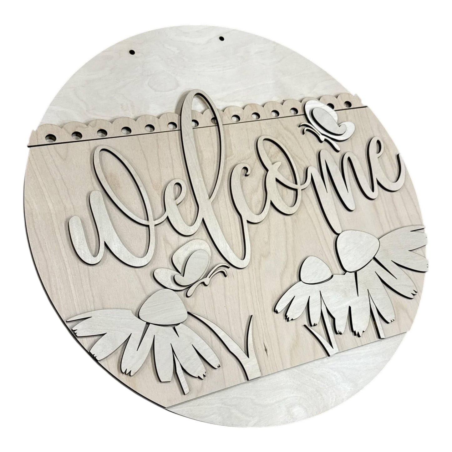 DIY Welcome Daisy with Butterfly Door Hanger, Unfinished Door Hanger: DIY Door Hanger, Daisy Flowers