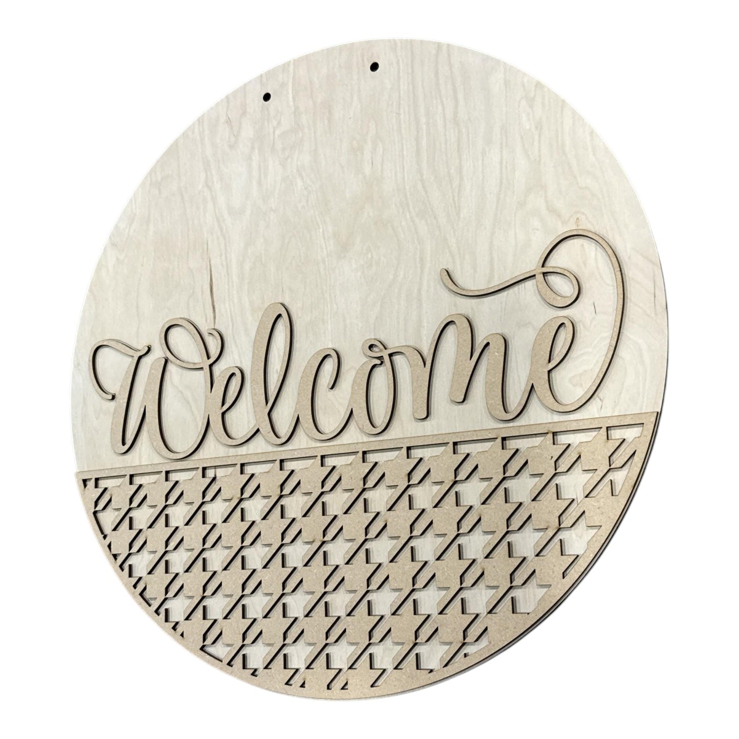 DIY Welcome houndstooth Door Hanger, 3d Door Hanger, Unfinished Door Hanger