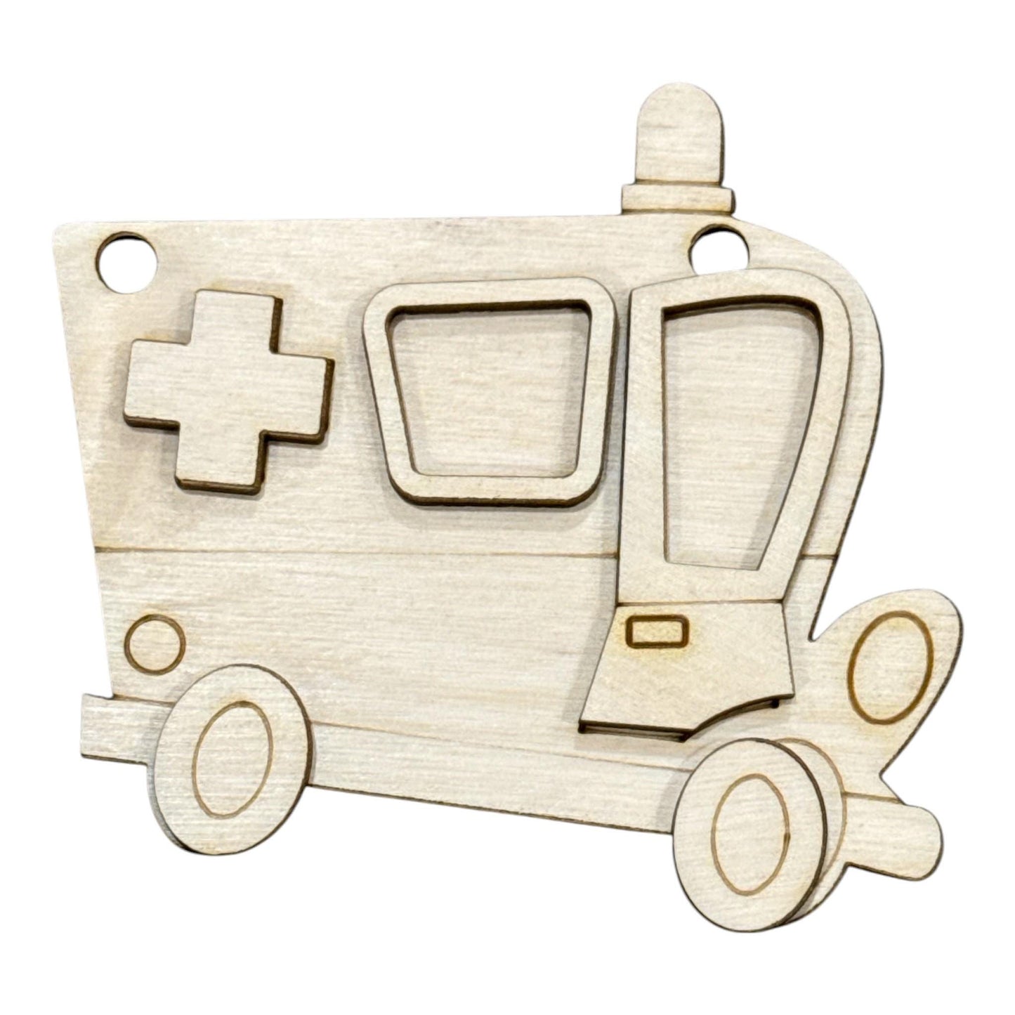 DIY EMT Ornaments, Unfinished Ornaments, Ambulance Unfinished Wooden Ornaments