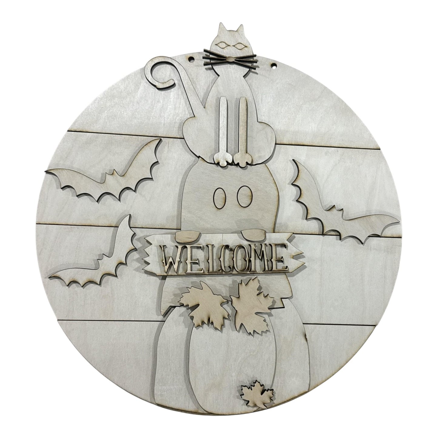 DIY Welcome Spooky Cat Shiplap Door Hanger, 3d Door Hanger, Unfinished Door Hanger
