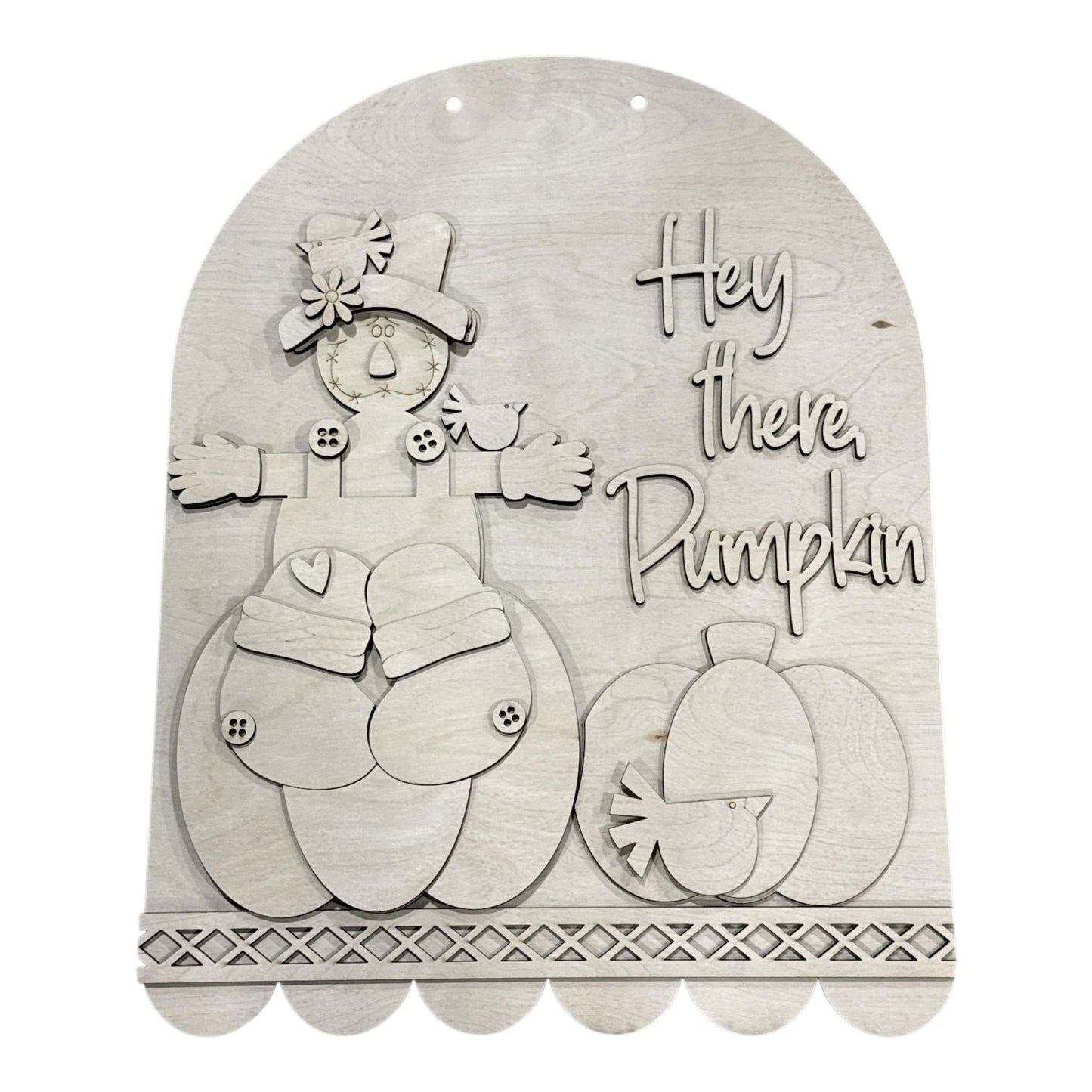 DIY Hey there Pumpkin Scarecrow Door Hanger, 3d Door Hanger, Unfinished Door Hanger, Fall
