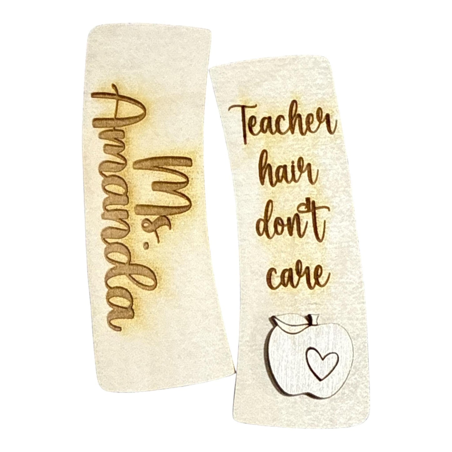 DIY Teacher hair don’t care Wood Hair Clip Pieces: Unfinished Laser Cut Blanks, personalized