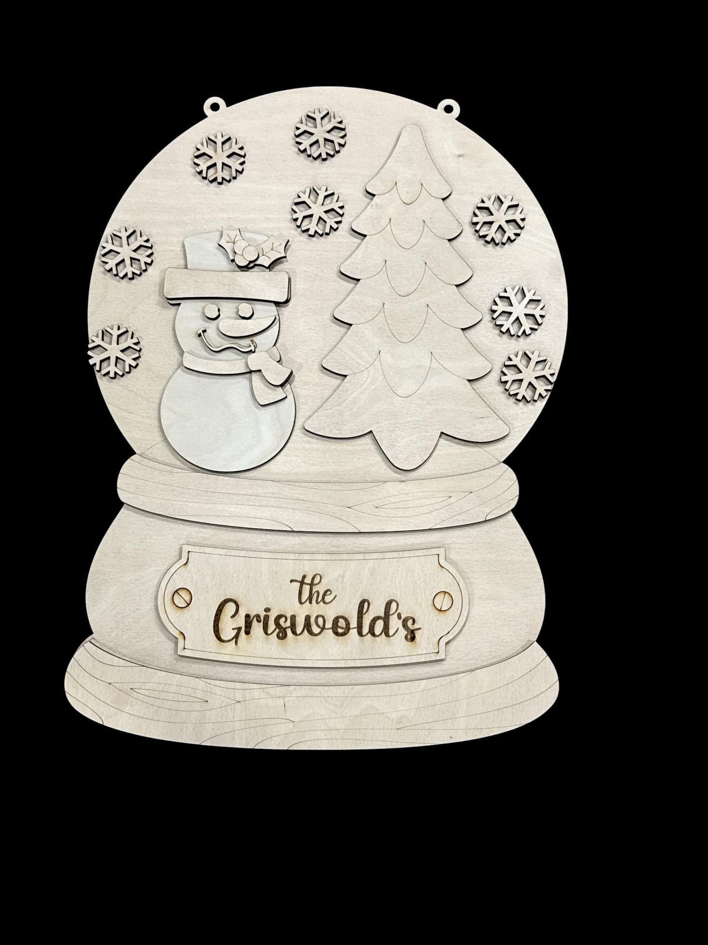 DIY Snowglobe snowman Unfinished Wood Door Hanger: Paint Craft Project