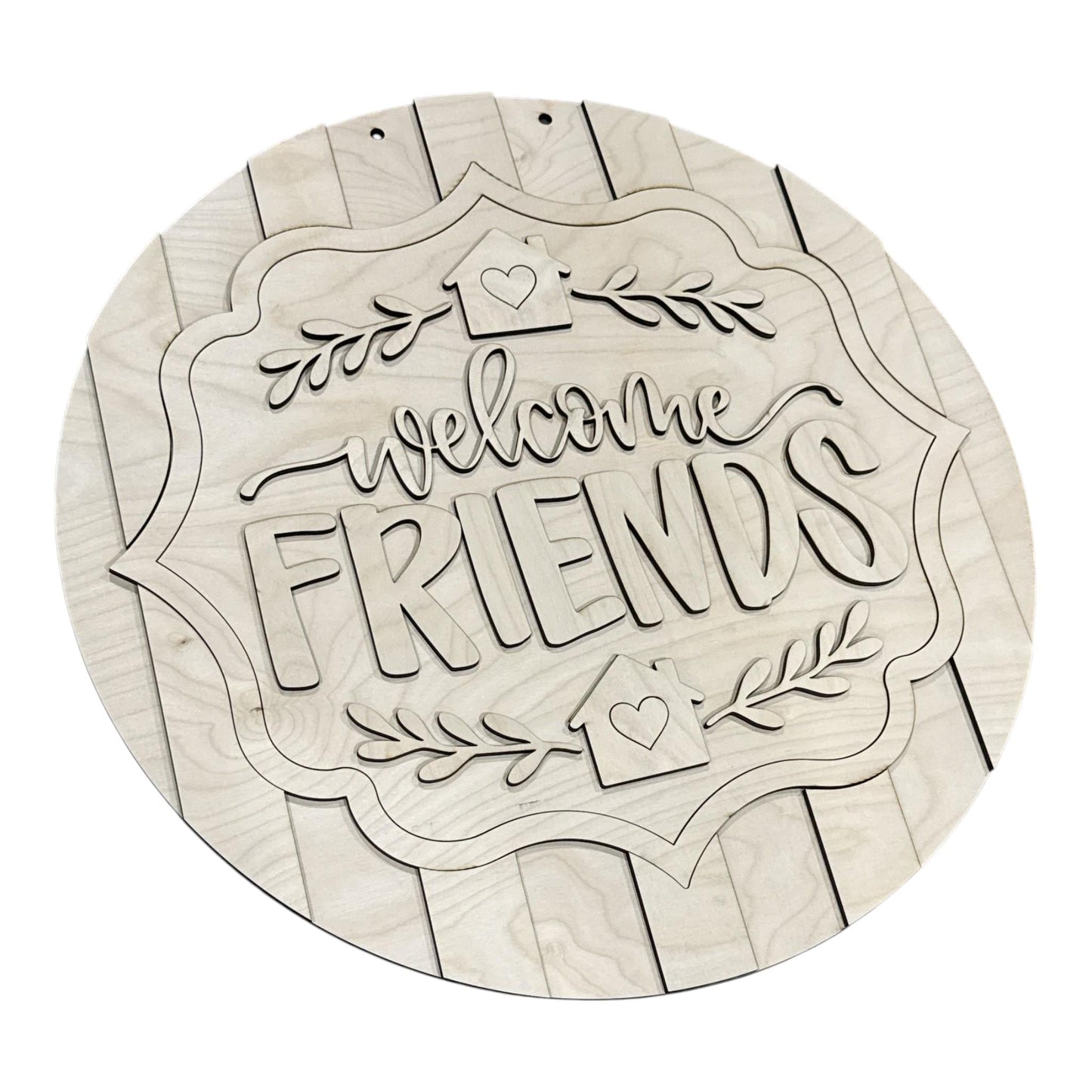 DIY Welcome Friends Entryway Sign Scalloped Frame, Welcoming Front Door Porch