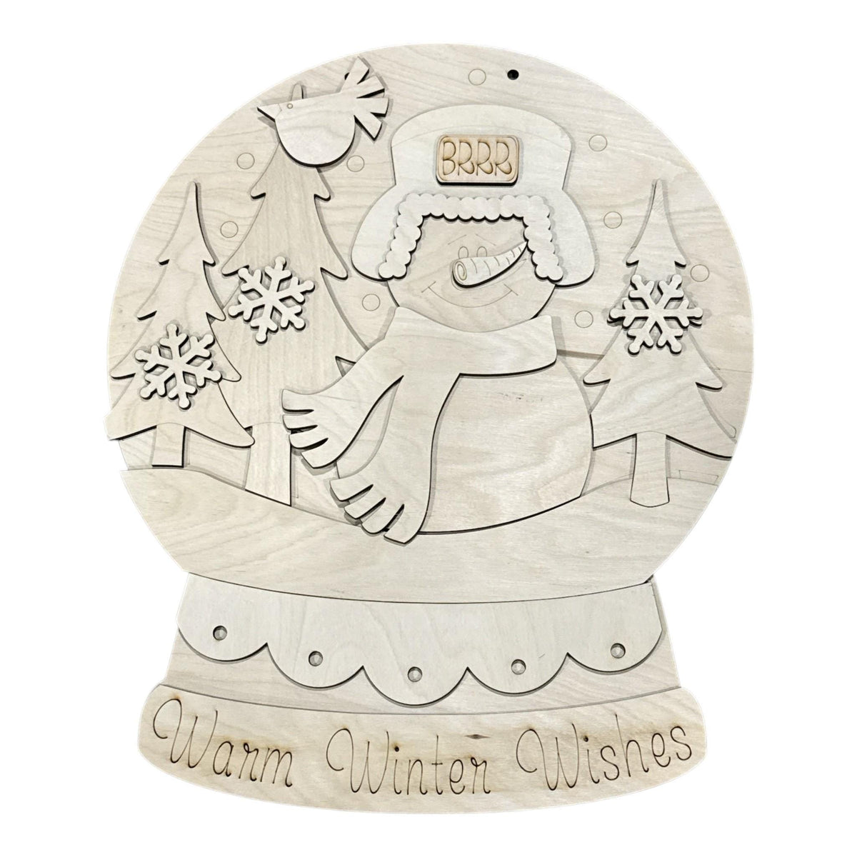 DIY Snowman Snowglobe Door hanger, Unfinished Wood Door Hanger: Paint Craft Project