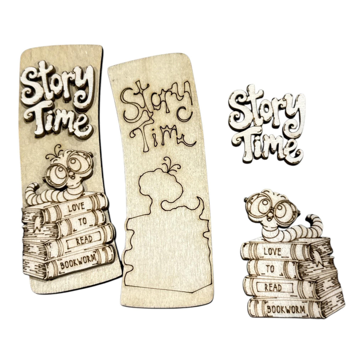 Story Time Hair Clip Unfinished Wood Laser Cut Blank, 4" DIY