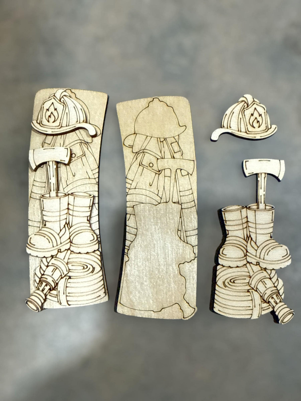 Firefigher Hair Clip Unfinished Wood Laser Cut Blank, 4" DIY